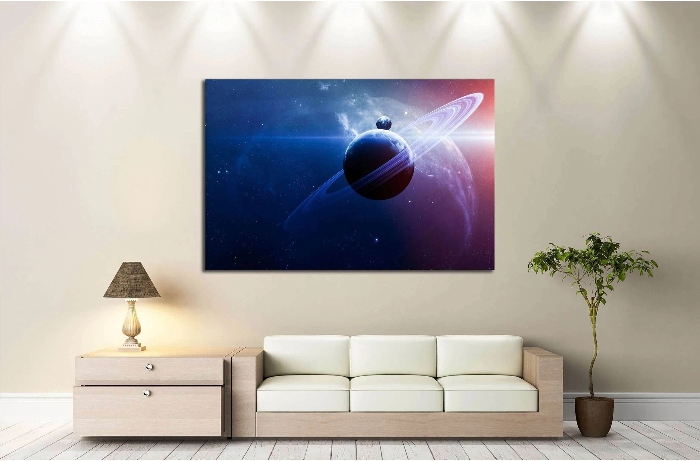 Abstract scientific background - planets in space, nebula and stars №2431 Ready to Hang Canvas Print - Zellart Canvas Prints ALL_Products, s-2431