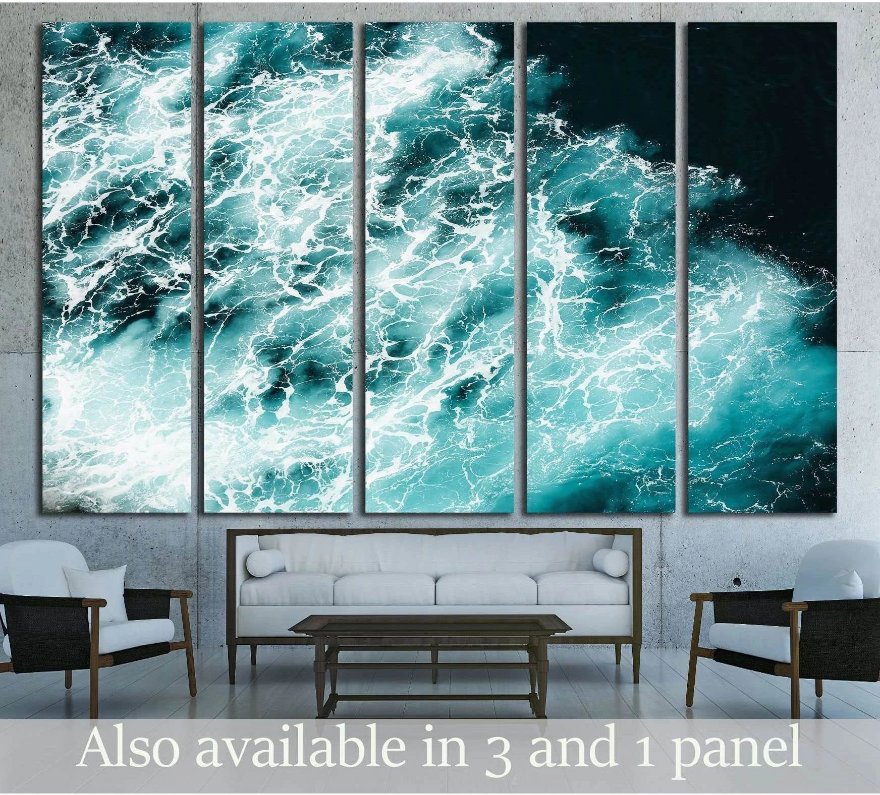 Abstract splash turquoise sea water for background showing sea water, shoreline and horizon depth.