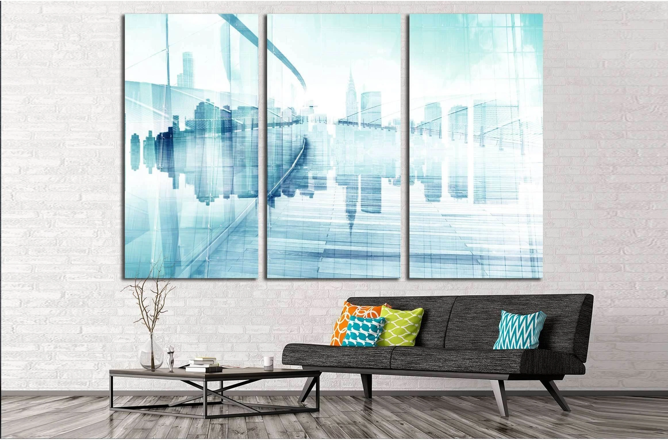 Abstract View of Urban Scene and Skyscrapers №2545 Ready to Hang Canvas Print - Zellart Canvas Prints ALL_Products, s-2545