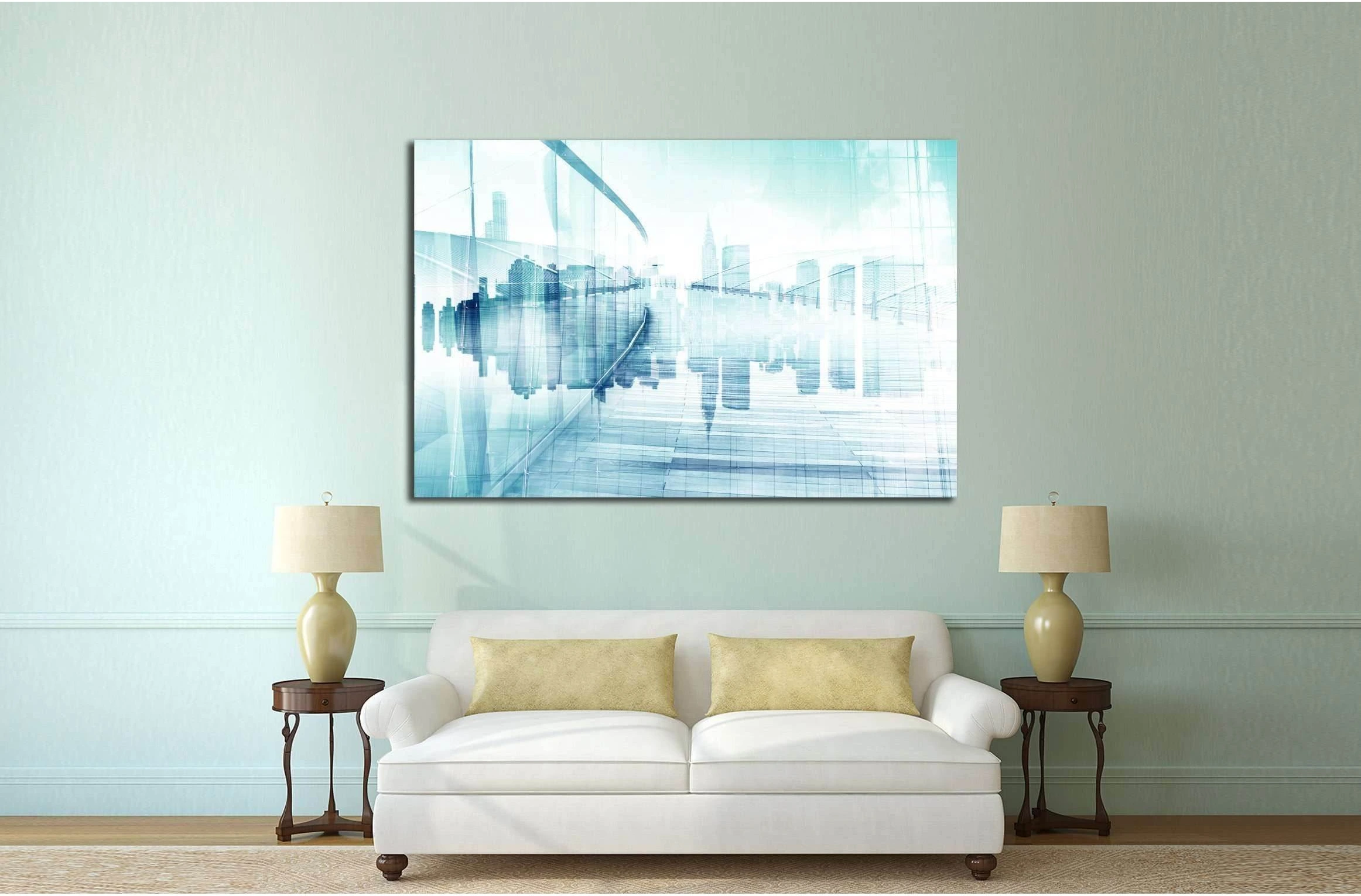 Abstract View of Urban Scene and Skyscrapers №2545 Ready to Hang Canvas Print - Zellart Canvas Prints ALL_Products, s-2545