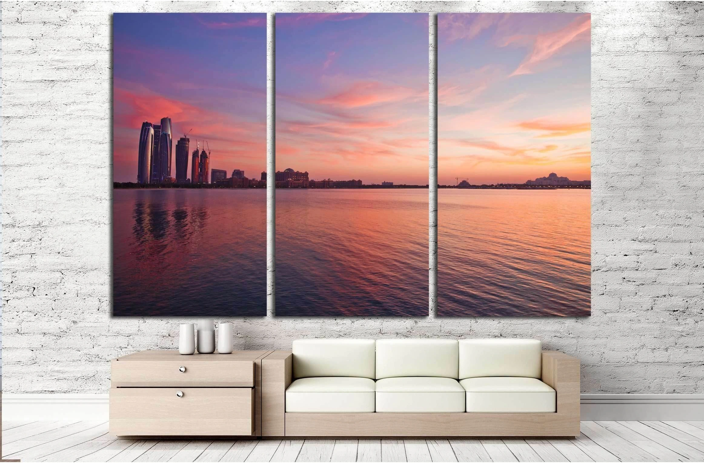 Abu Dhabi skyline at the sunset №2964 Ready to Hang Canvas Print - Zellart Canvas Prints ALL_Products, s-2964