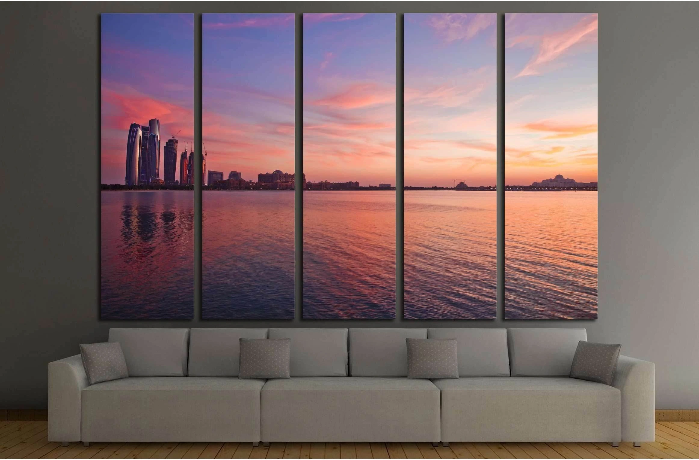 Abu Dhabi skyline at the sunset №2964 Ready to Hang Canvas Print - Zellart Canvas Prints ALL_Products, s-2964