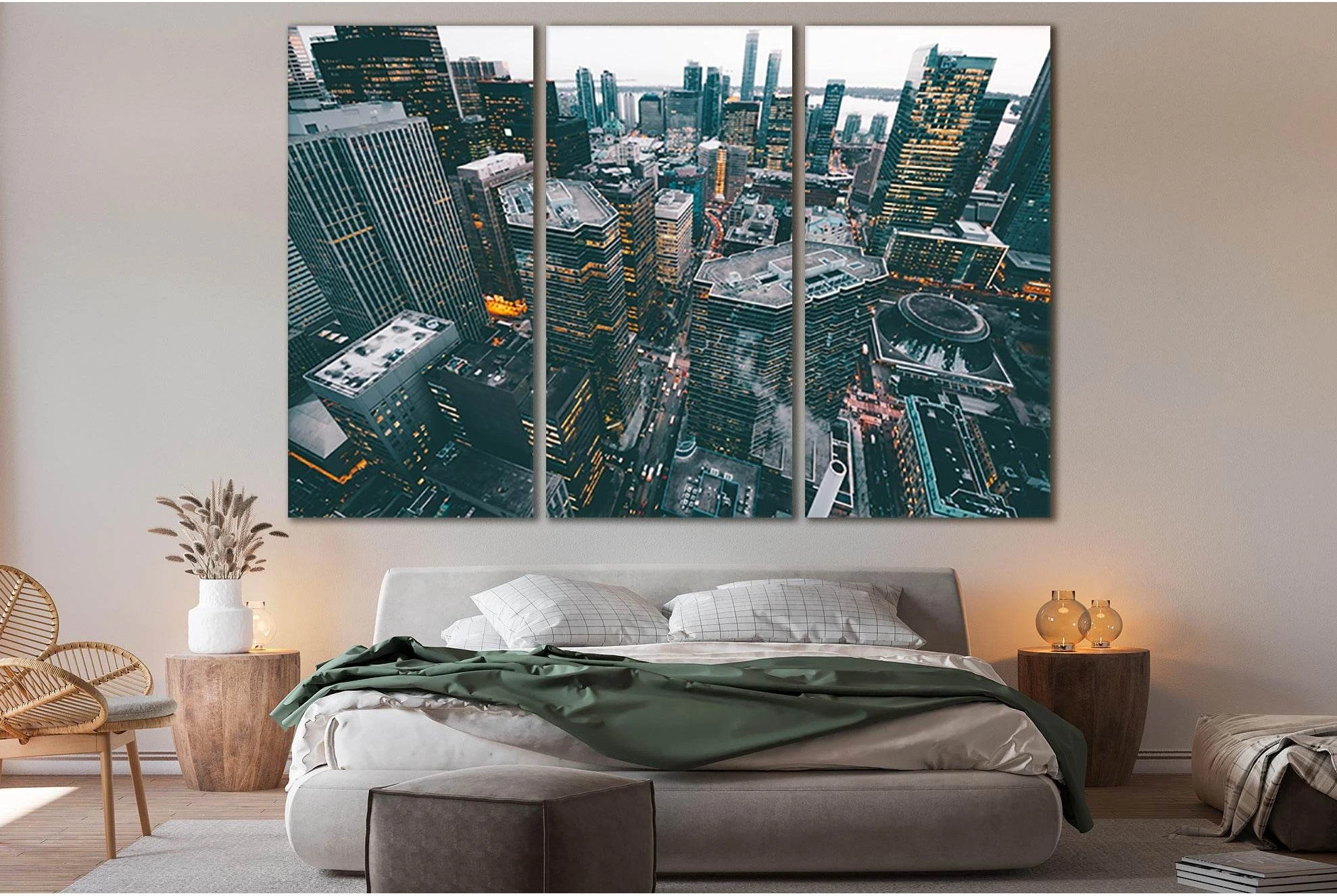 Aerial Photo Of City Commercial Buildings №SL326 Ready to Hang Canvas Print - Zellart Canvas Prints 0new, ALL_Products, Cityscapes & Skylines