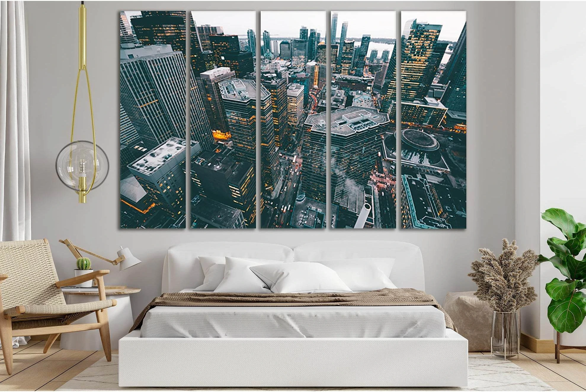 Aerial Photo Of City Commercial Buildings №SL326 Ready to Hang Canvas Print - Zellart Canvas Prints 0new, ALL_Products, Cityscapes & Skylines