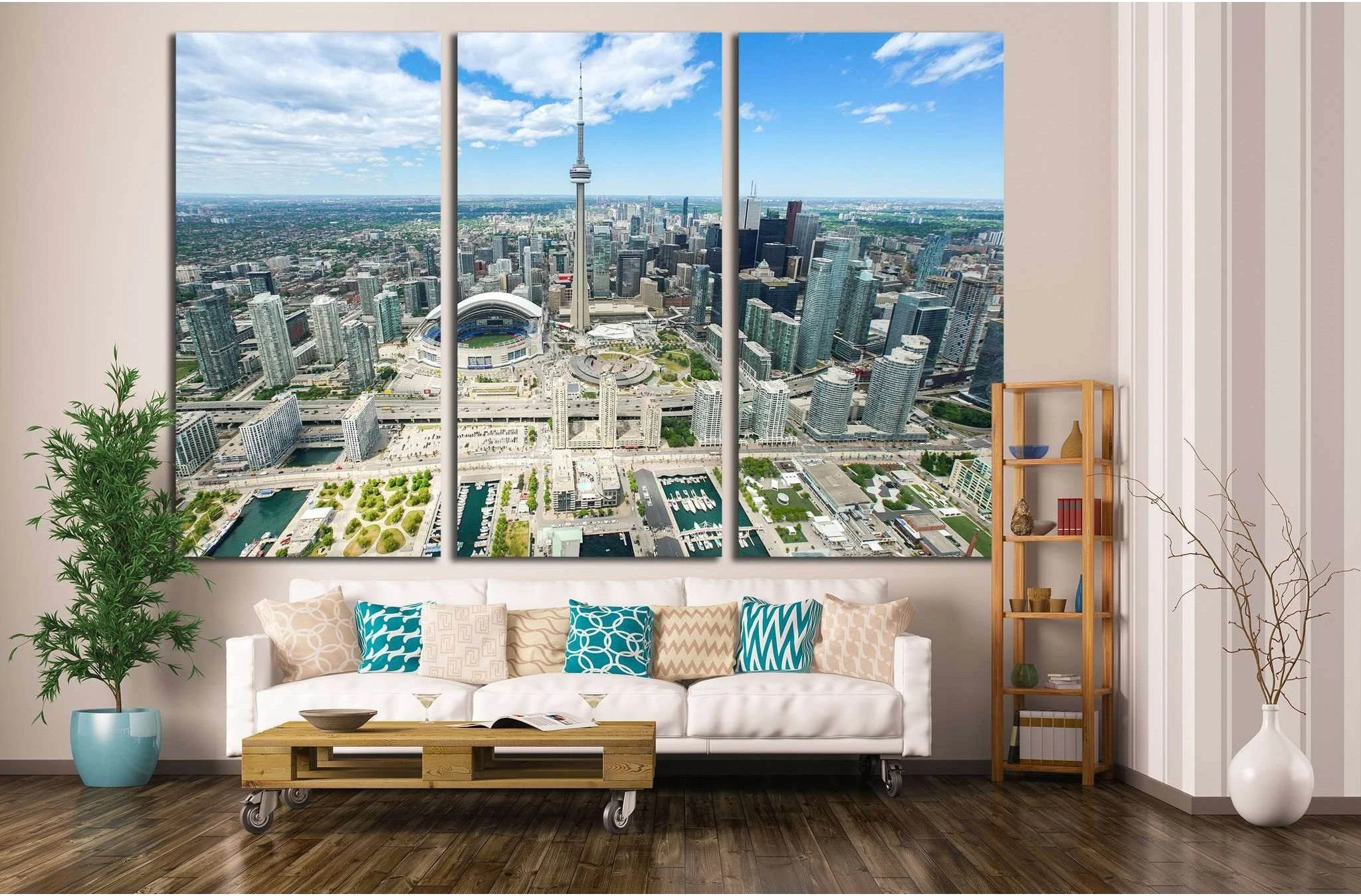 Aerial photograph taken from a helicopter in Toronto №2076 Ready to Hang Canvas Print - Zellart Canvas Prints ALL_Products, s-2076