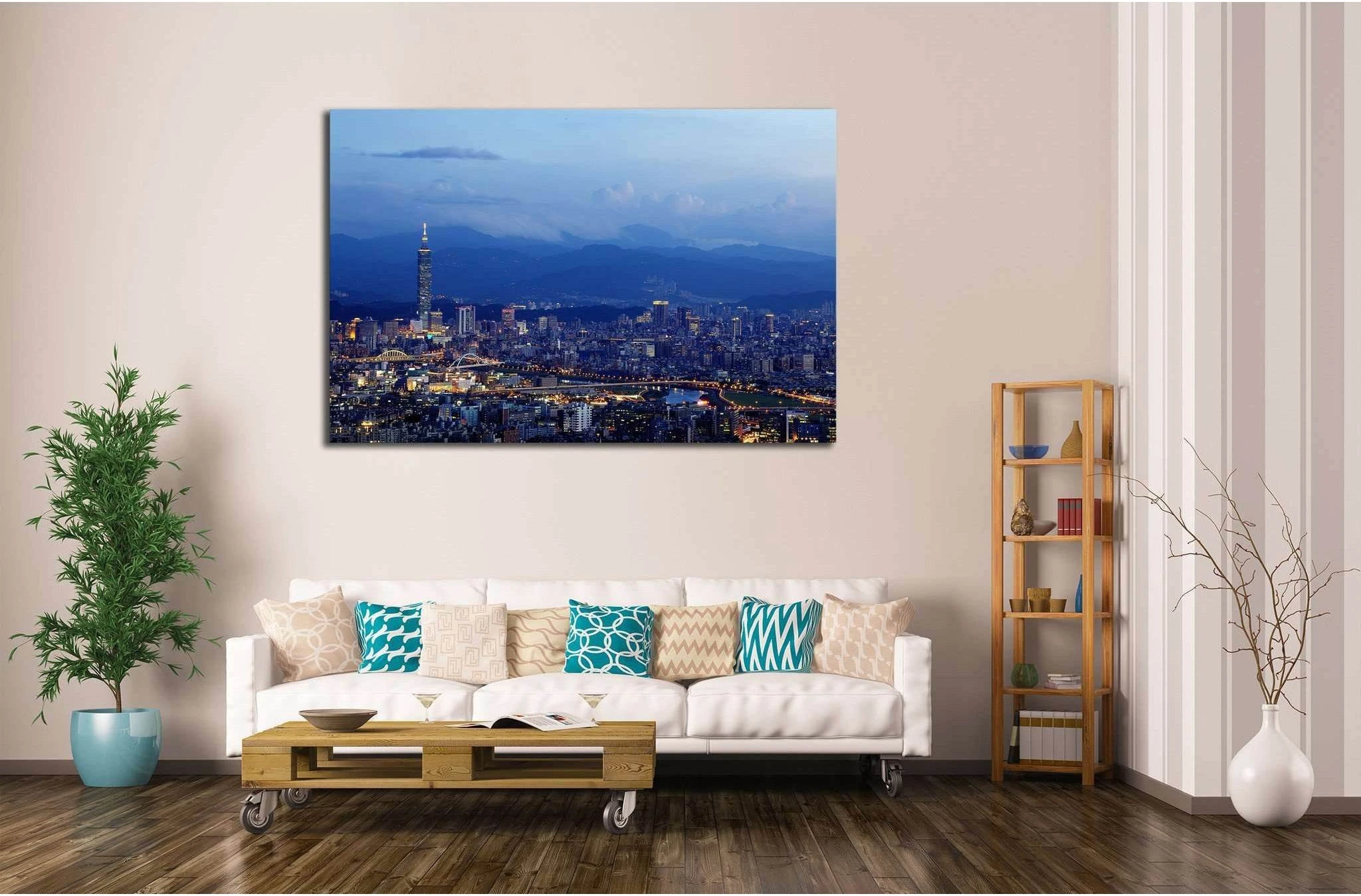 Aerial Taipei №556 Ready to Hang Canvas Print - Zellart Canvas Prints ALL_Products, s-556
