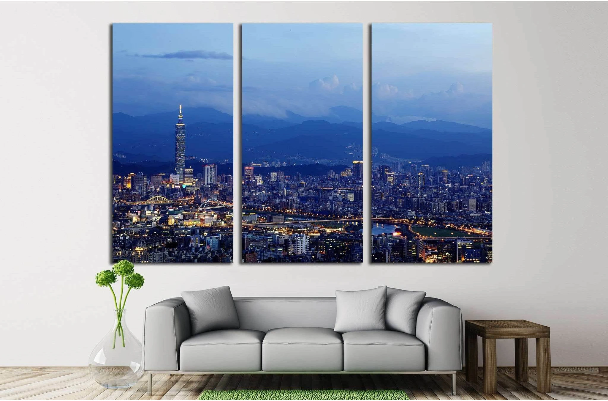 Aerial Taipei №556 Ready to Hang Canvas Print - Zellart Canvas Prints ALL_Products, s-556
