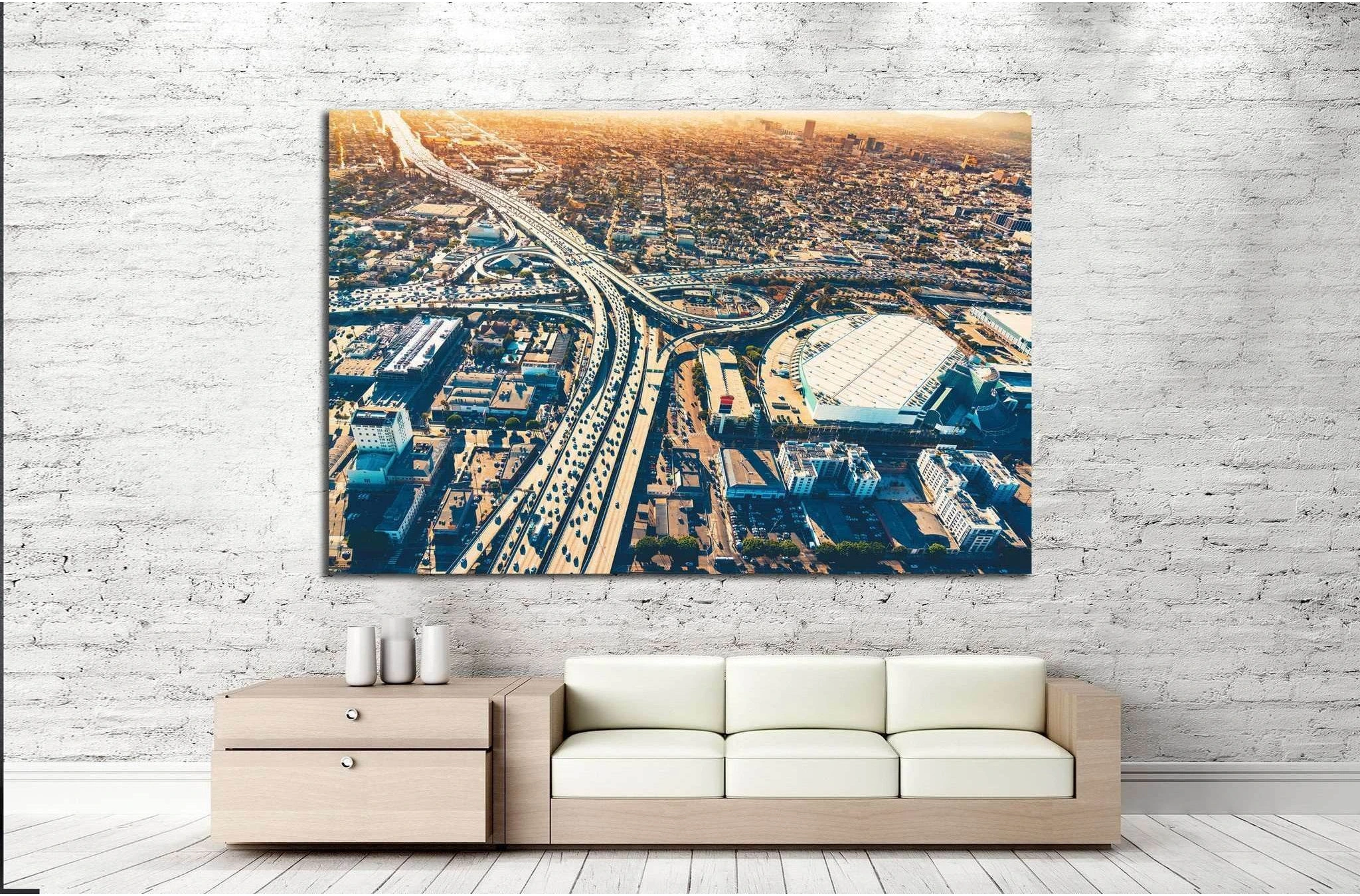Aerial view, Los Angeles №1001 Ready to Hang Canvas Print - Zellart Canvas Prints ALL_Products, s-1001