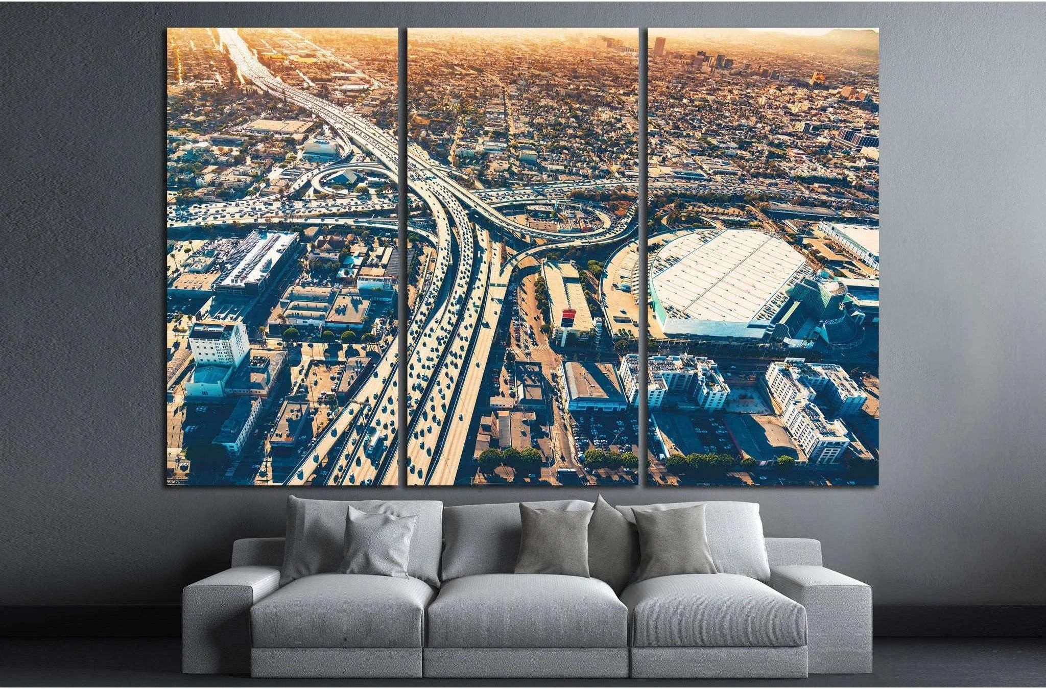 Aerial view, Los Angeles №1001 Ready to Hang Canvas Print - Zellart Canvas Prints ALL_Products, s-1001