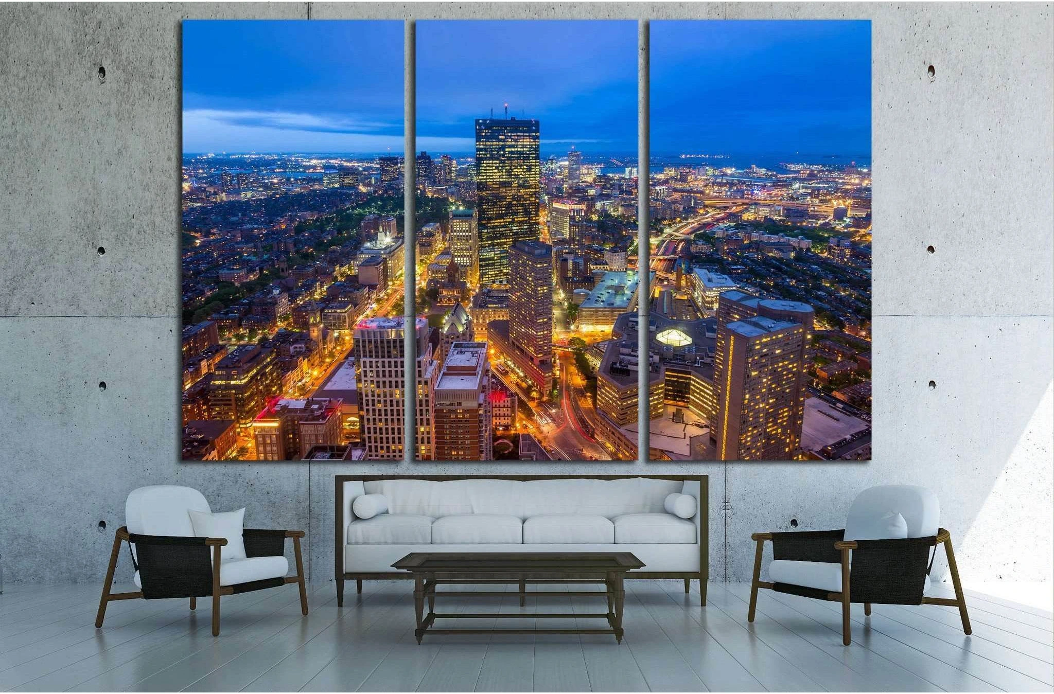 Aerial view of Boston in Massachusetts, USA №1518 Ready to Hang Canvas Print - Zellart Canvas Prints ALL_Products, s-1518