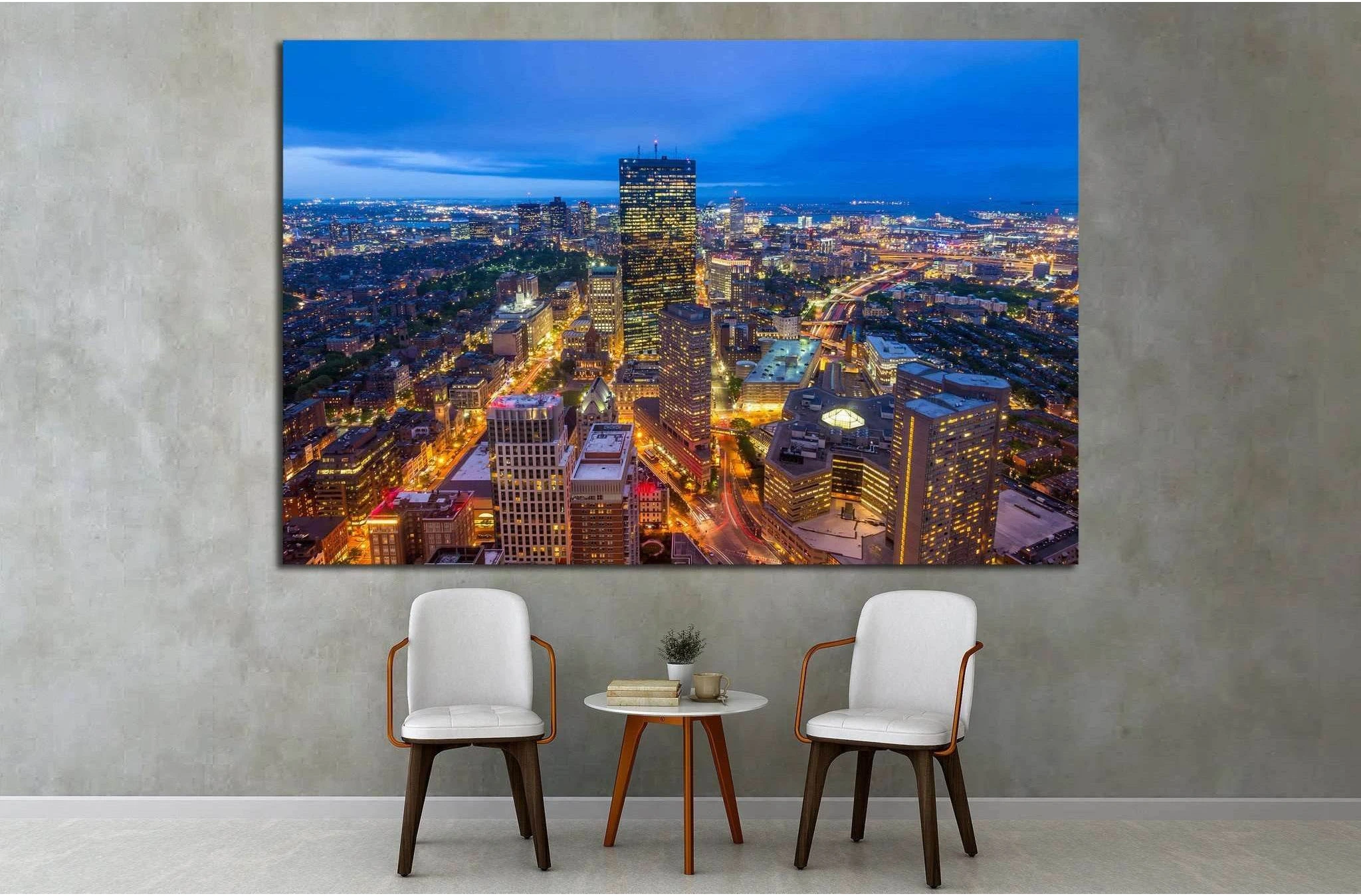Aerial view of Boston in Massachusetts, USA №1518 Ready to Hang Canvas Print - Zellart Canvas Prints ALL_Products, s-1518