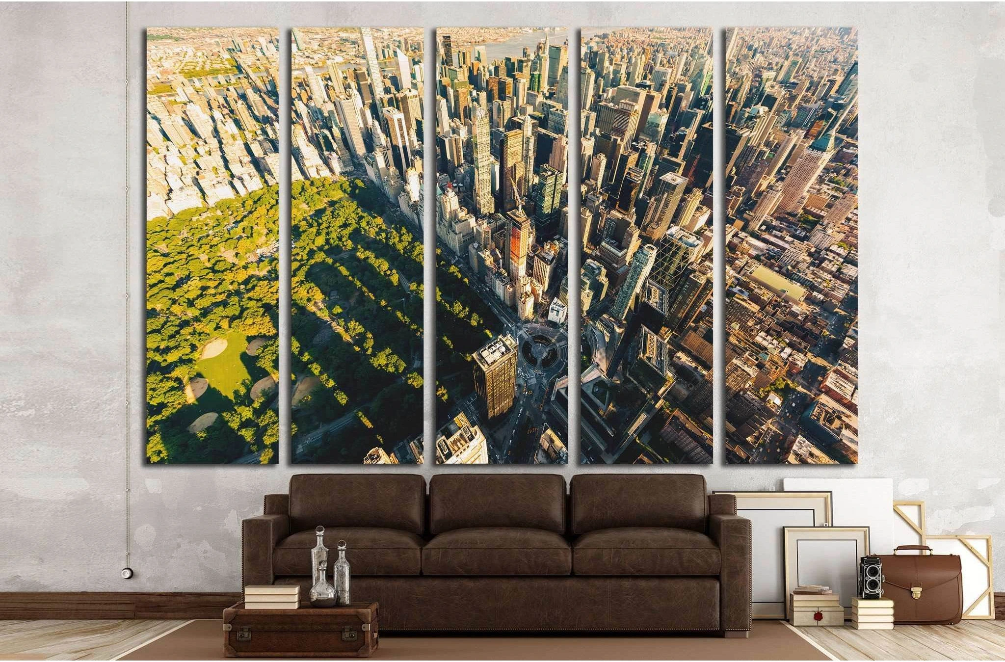 Aerial view of Central Park in New York City at sunset №1564 Ready to Hang Canvas Print - Zellart Canvas Prints 0_NY_ART, ALL_Products, s-1564