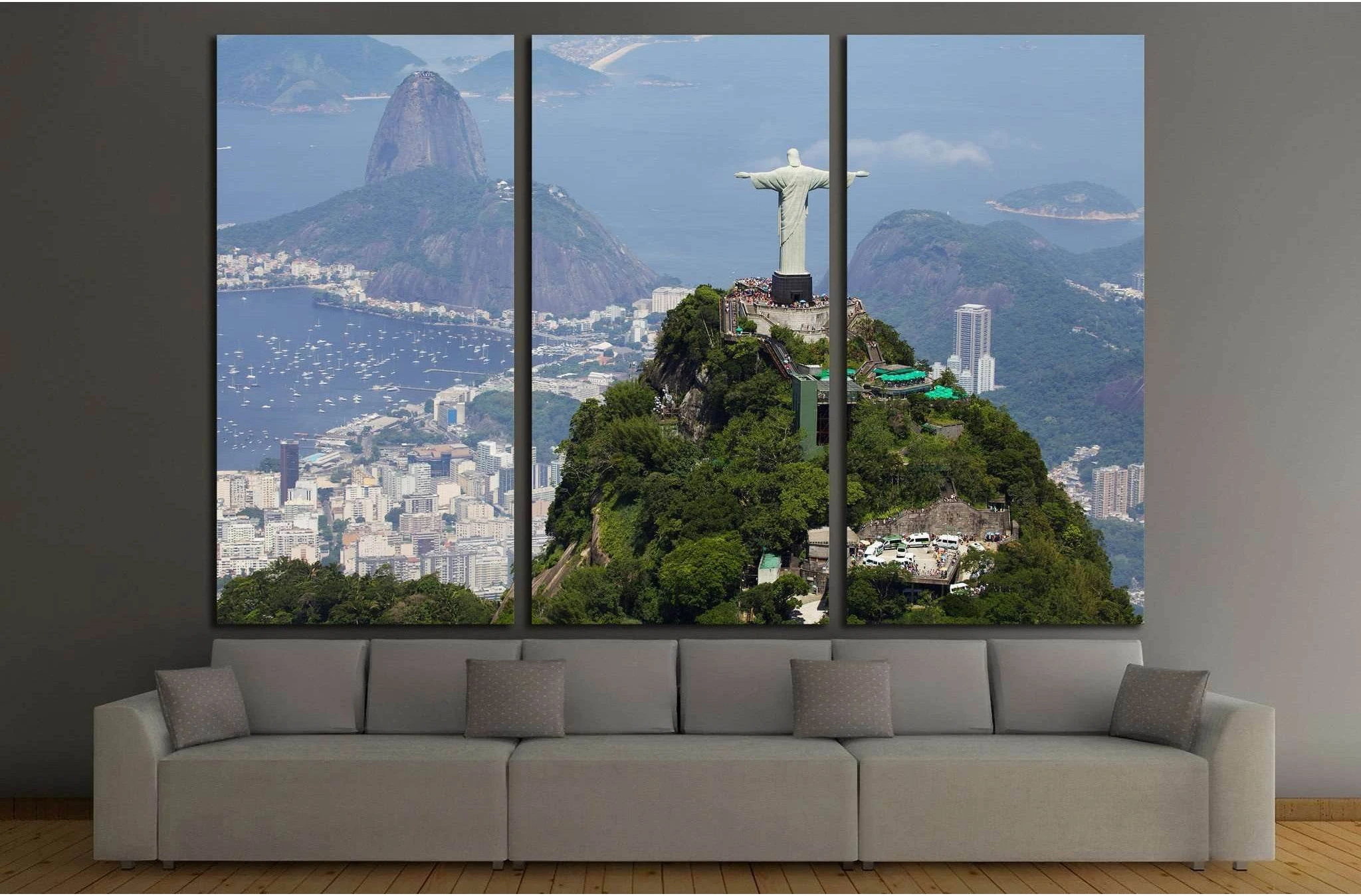 Aerial view of Christ Redeemer and Corcovado Mountain №1629 Ready to Hang Canvas Print - Zellart Canvas Prints ALL_Products, s-1629