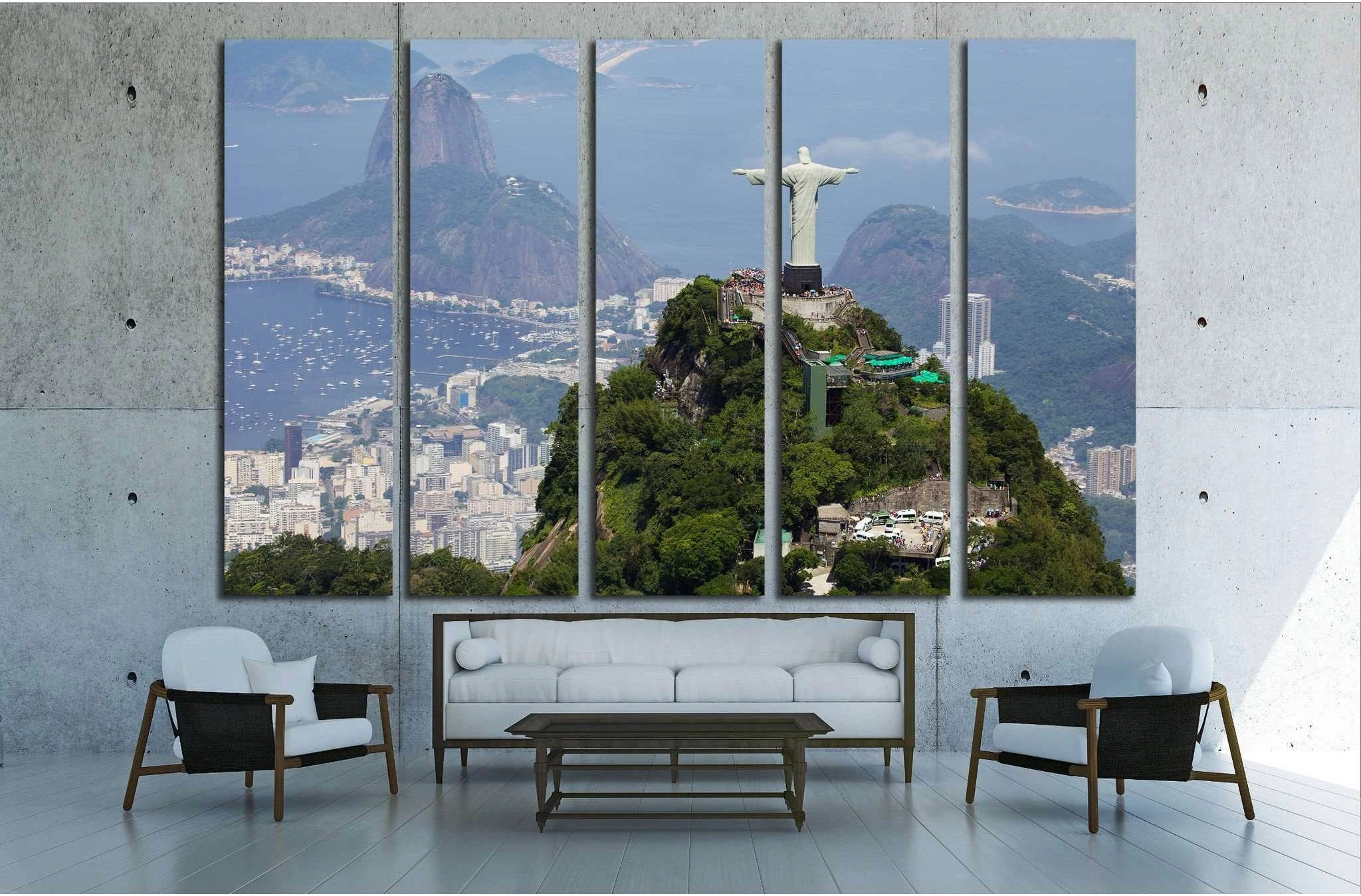 Aerial view of Christ Redeemer and Corcovado Mountain №1629 Ready to Hang Canvas Print - Zellart Canvas Prints ALL_Products, s-1629