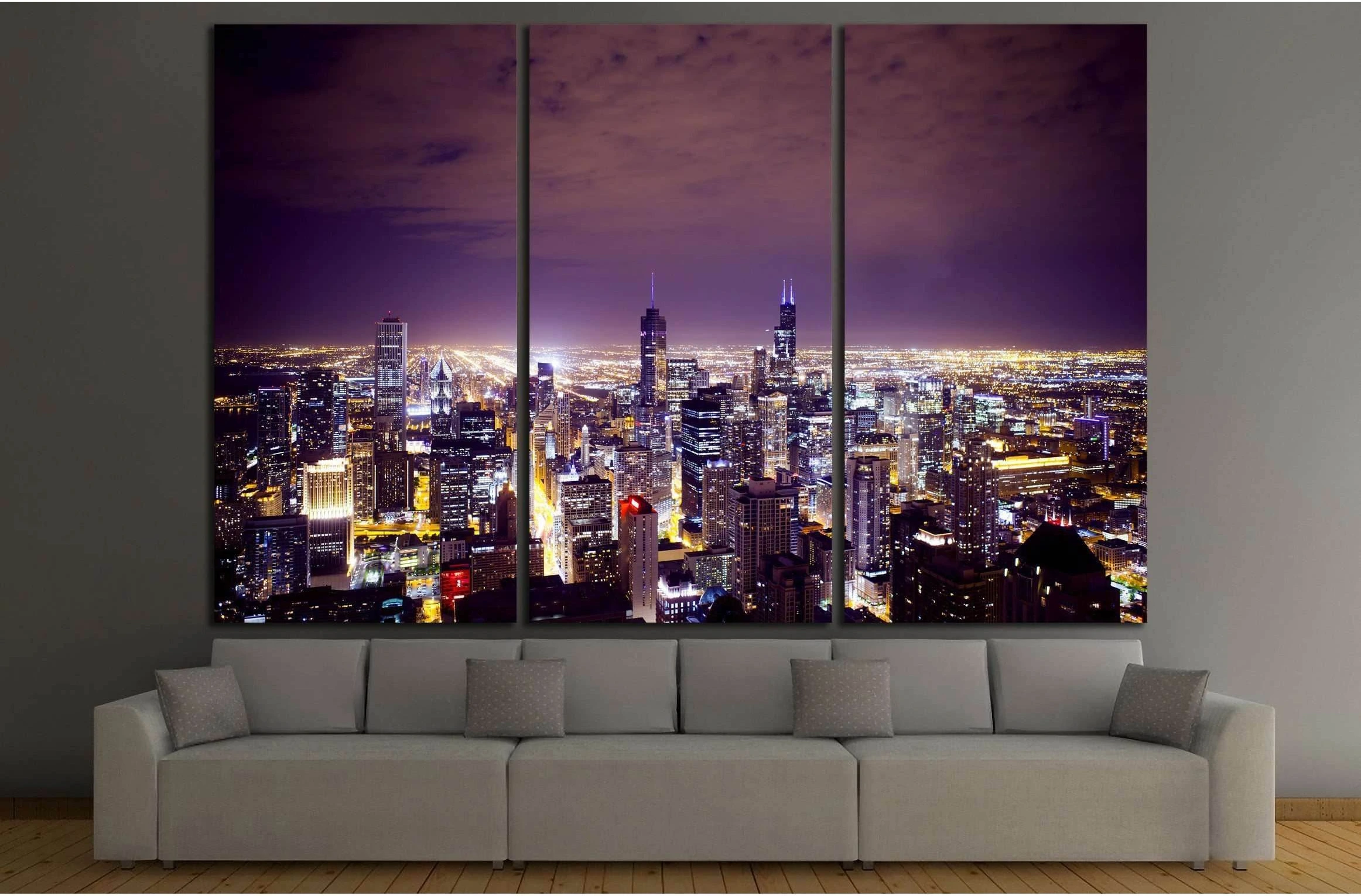 Aerial View of City Downtown №2145 Ready to Hang Canvas Print - Zellart Canvas Prints ALL_Products, s-2145