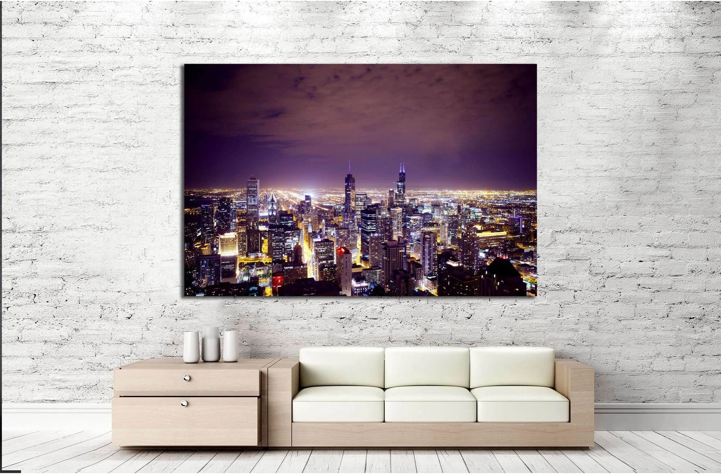 Aerial View of City Downtown №2145 Ready to Hang Canvas Print - Zellart Canvas Prints ALL_Products, s-2145