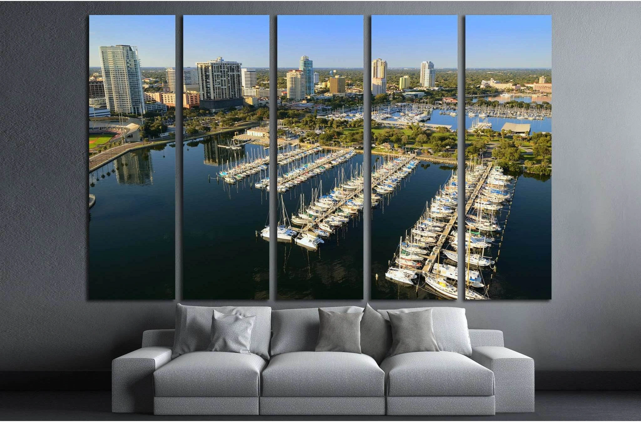 Aerial view of downtown St. Petersburg, Florida №1666 Ready to Hang Canvas Print - Zellart Canvas Prints ALL_Products, s-1666