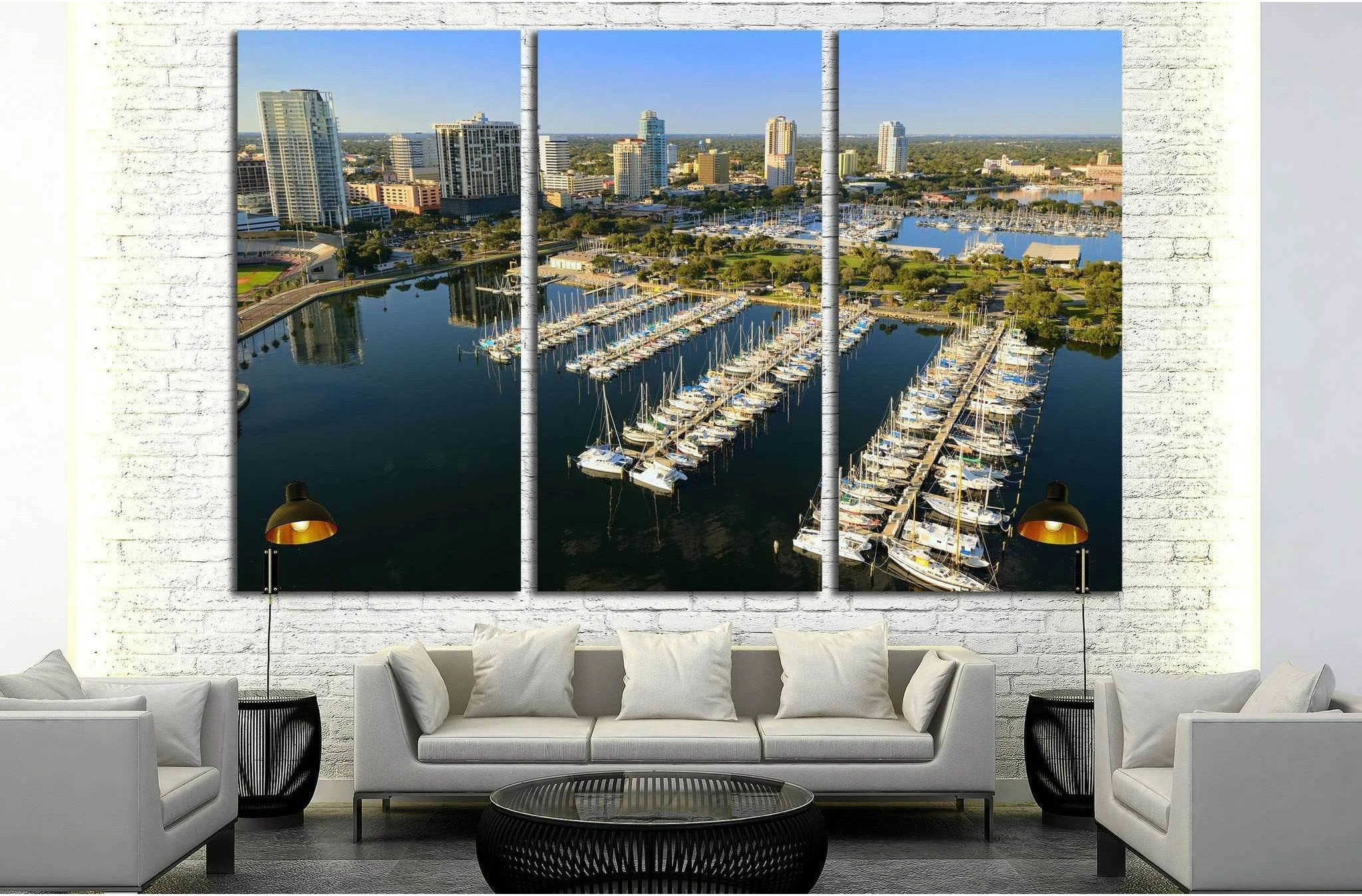 Aerial view of downtown St. Petersburg, Florida №1666 Ready to Hang Canvas Print - Zellart Canvas Prints ALL_Products, s-1666
