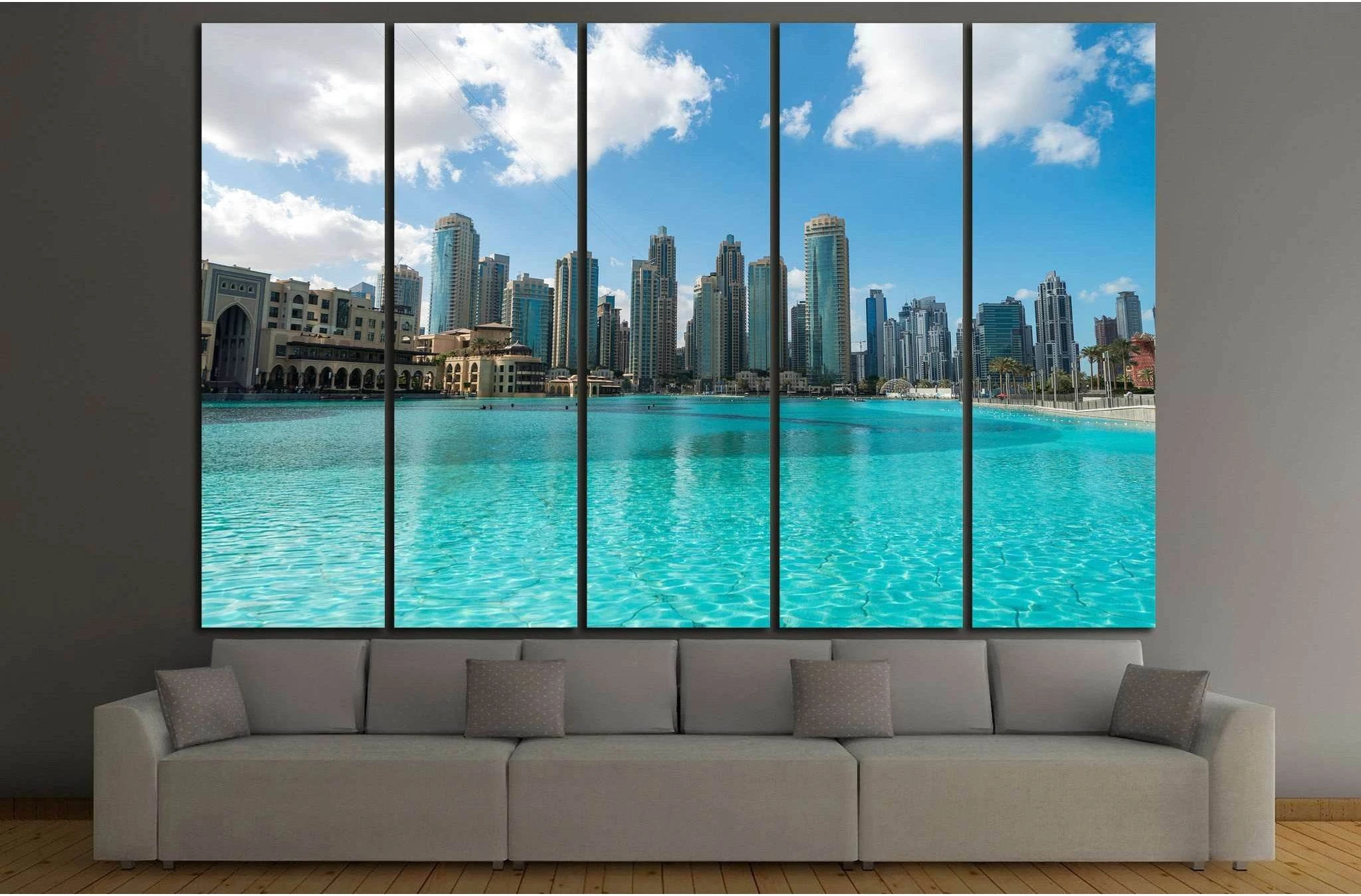 Aerial view of Dubai skyline, UAE №1023 Ready to Hang Canvas Print - Zellart Canvas Prints ALL_Products, s-1023