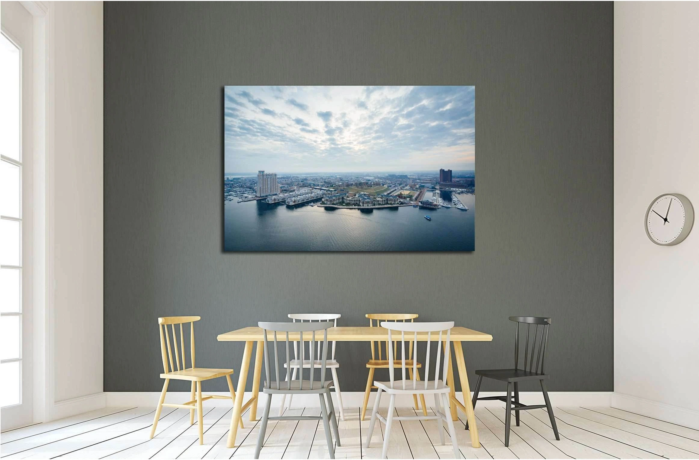 Aerial view of Federal Hill and the Inner Harbor of Baltimore, Maryland №2392 Ready to Hang Canvas Print - Zellart Canvas Prints ALL_Products, s-2392