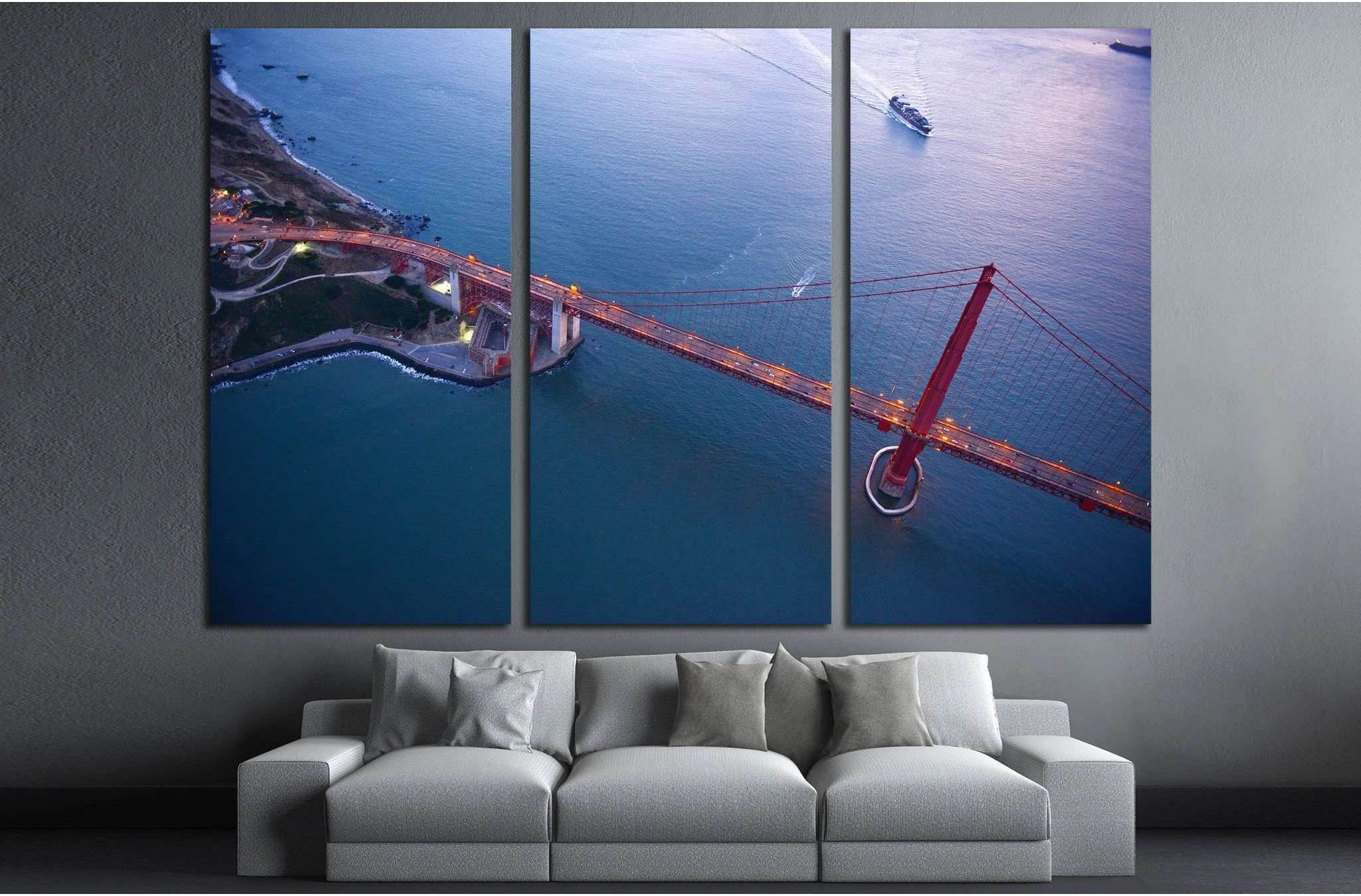 aerial view of golden gate bridge №1946 Ready to Hang Canvas Print - Zellart Canvas Prints ALL_Products, s-1946