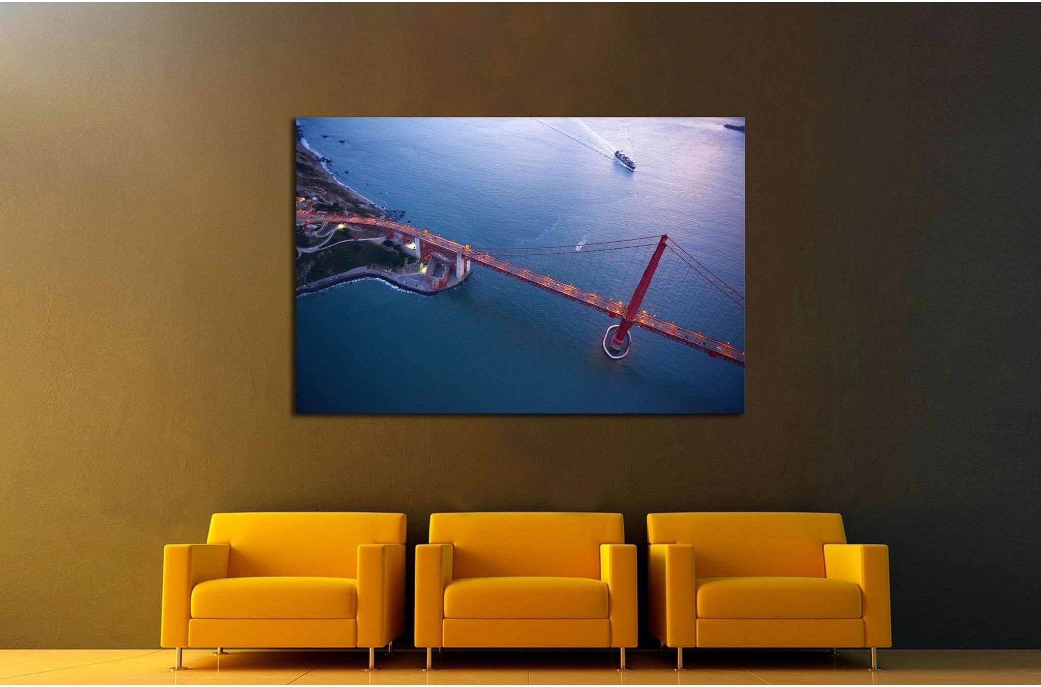 aerial view of golden gate bridge №1946 Ready to Hang Canvas Print - Zellart Canvas Prints ALL_Products, s-1946