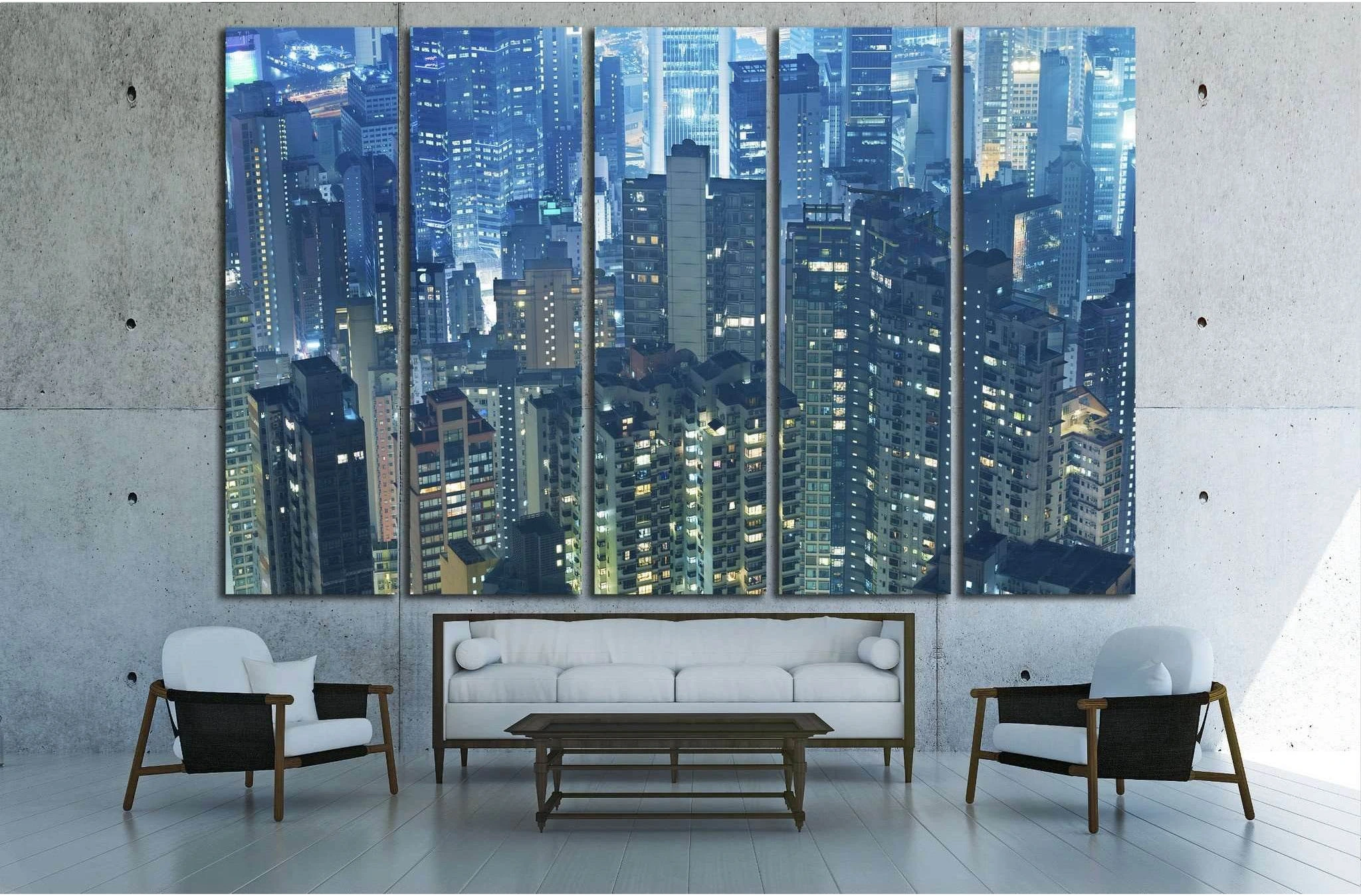 Aerial view of Hong Kong City №1525 Ready to Hang Canvas Print - Zellart Canvas Prints ALL_Products, s-1525
