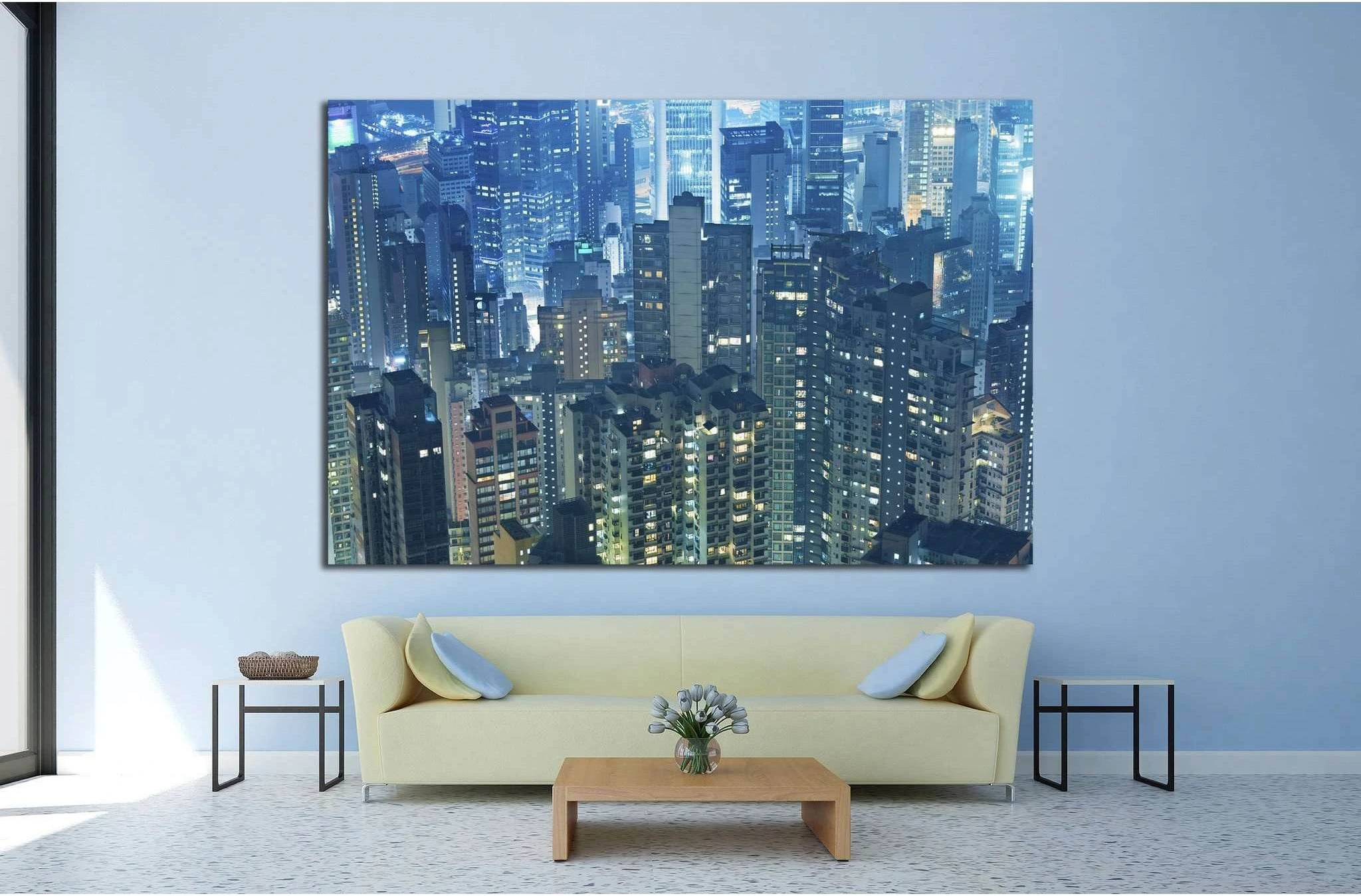 Aerial view of Hong Kong City №1525 Ready to Hang Canvas Print - Zellart Canvas Prints ALL_Products, s-1525