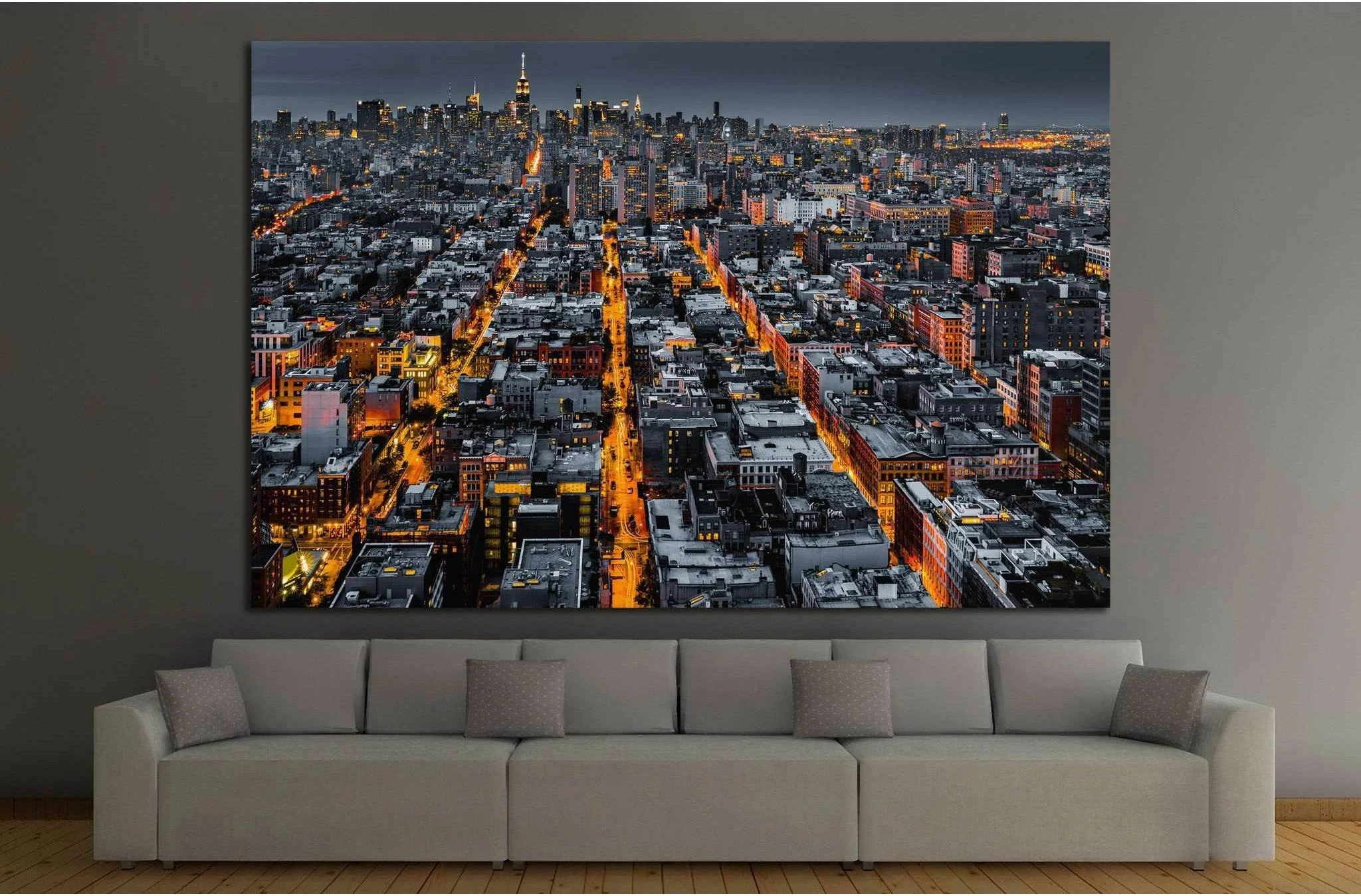 Aerial view of New York City №1119 Ready to Hang Canvas Print - Zellart Canvas Prints 0_NY_ART, ALL_Products, s-1119