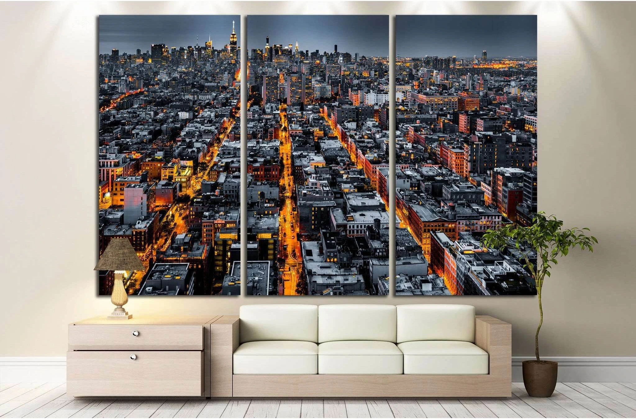 Aerial view of New York City №1119 Ready to Hang Canvas Print - Zellart Canvas Prints 0_NY_ART, ALL_Products, s-1119