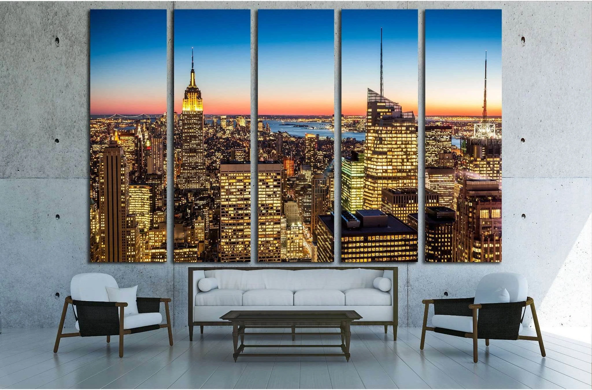 Aerial view of New York city in the USA №2044 Ready to Hang Canvas Print - Zellart Canvas Prints 0_NY_ART, ALL_Products, s-2044