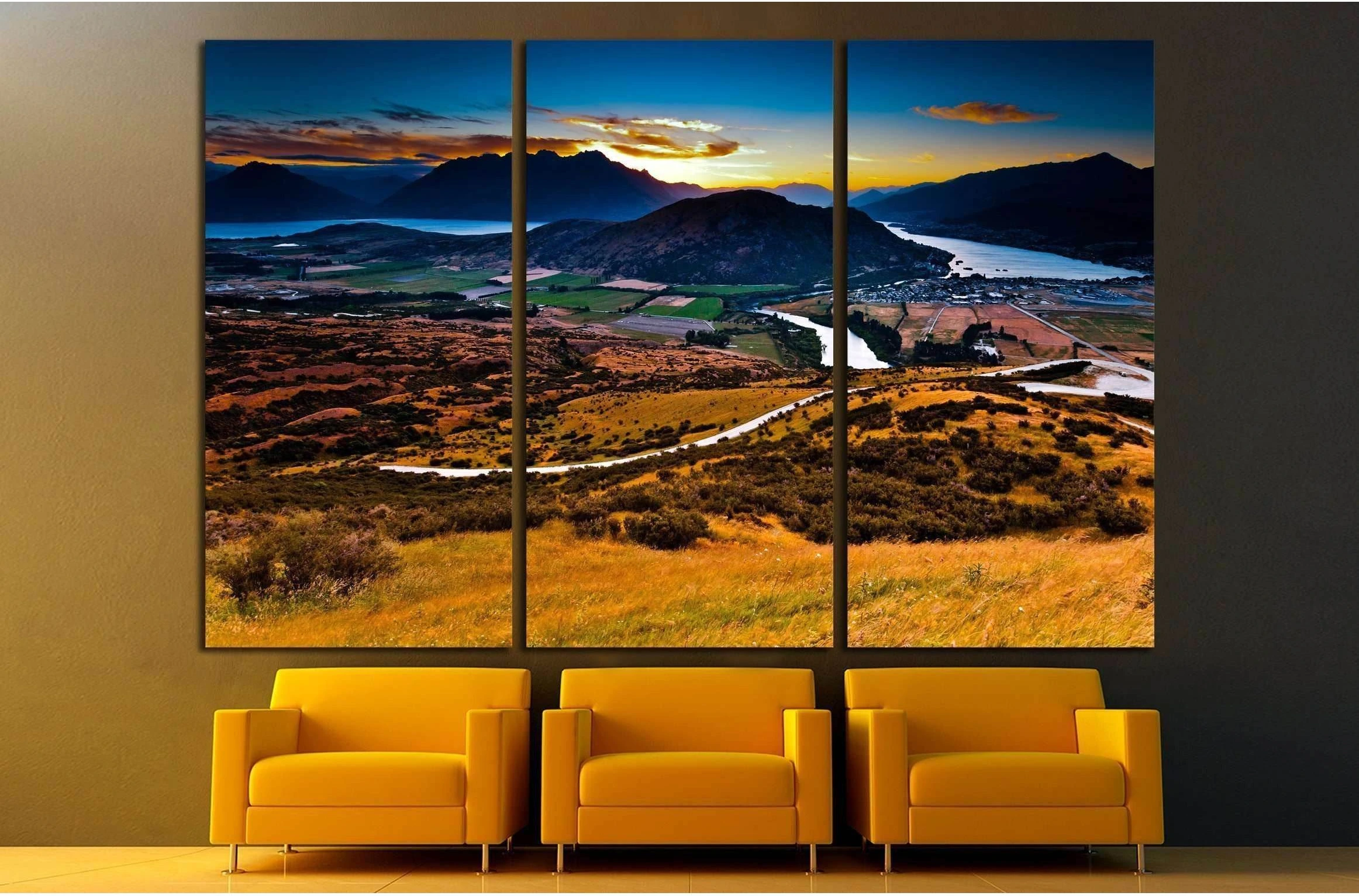 Aerial view of Queenstown, New Zealand №2503 Ready to Hang Canvas Print - Zellart Canvas Prints ALL_Products, s-2503