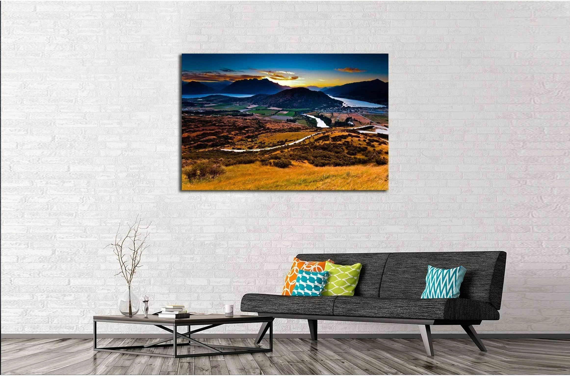 Aerial view of Queenstown, New Zealand №2503 Ready to Hang Canvas Print - Zellart Canvas Prints ALL_Products, s-2503