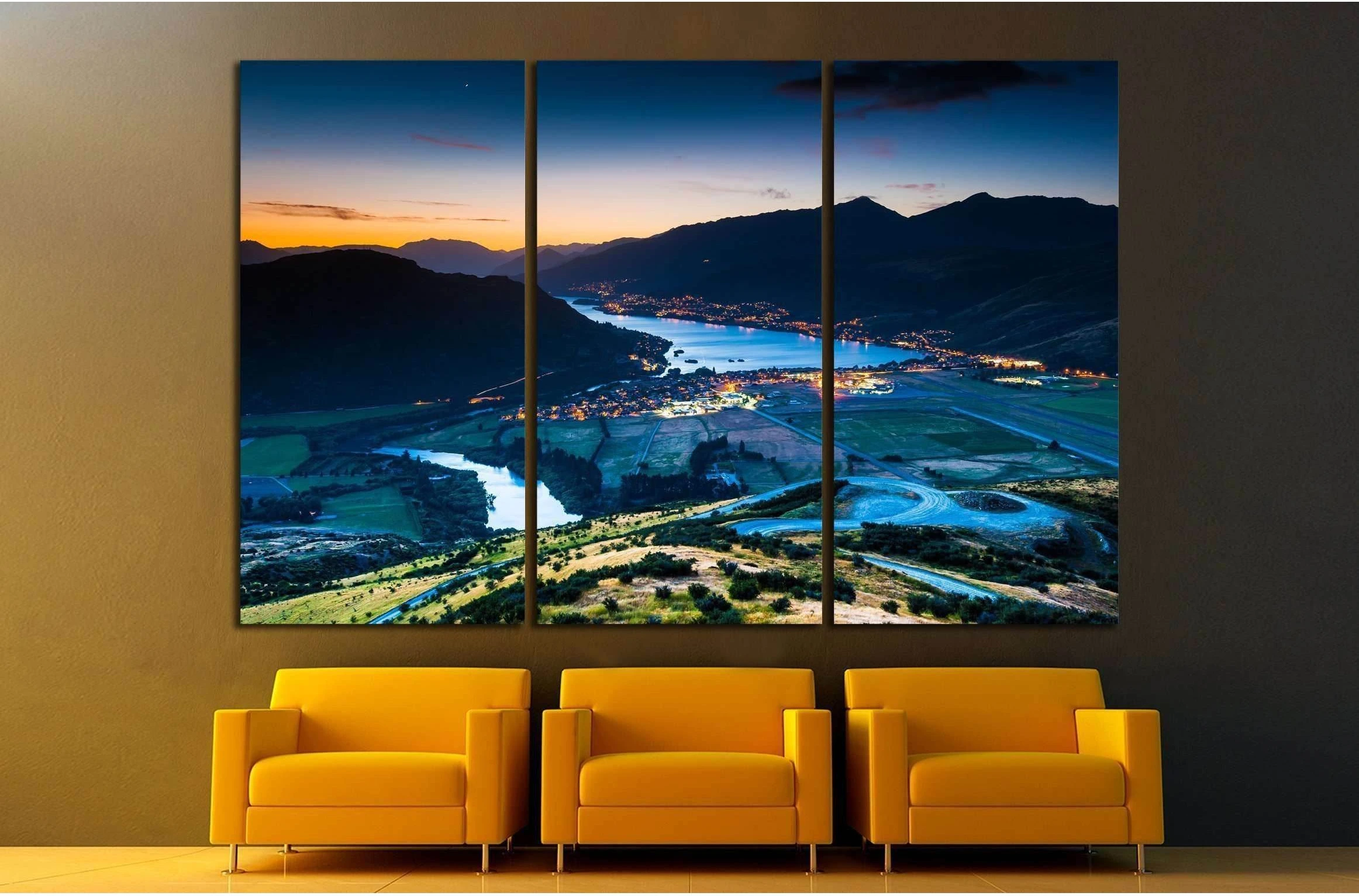 Aerial view of Queenstown, New Zealand №2504 Ready to Hang Canvas Print - Zellart Canvas Prints ALL_Products, s-2504