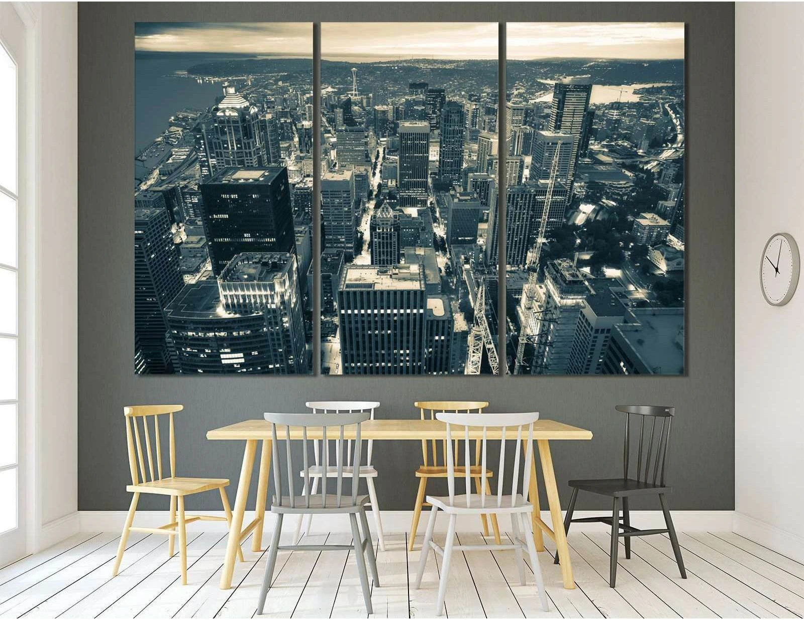 Aerial View of Seattle №3013 Ready to Hang Canvas Print - Zellart Canvas Prints ALL_Products, z-3013