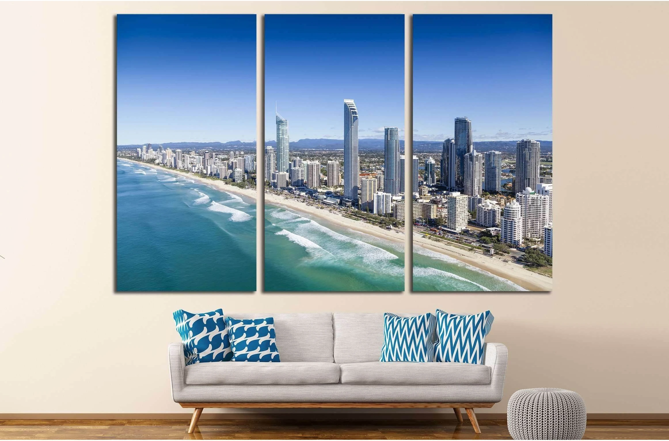 Aerial view of Surfers Paradise on the Gold Coast, Queensland, Australia №2253 Ready to Hang Canvas Print - Zellart Canvas Prints ALL_Products, s-2253