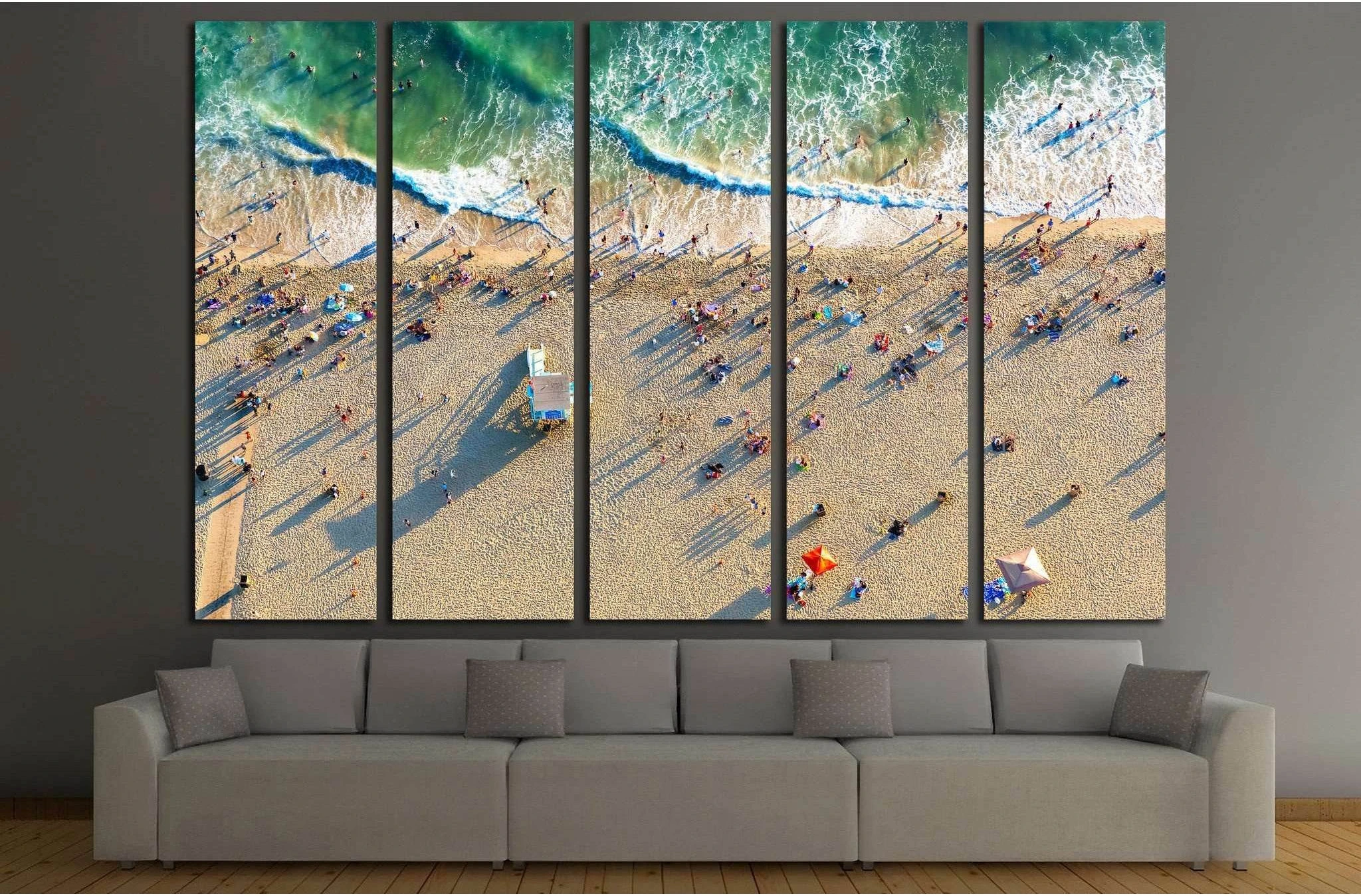 Aerial view of the beach in Santa Monica, CA №2003 Ready to Hang Canvas Print - Zellart Canvas Prints ALL_Products, s-2003