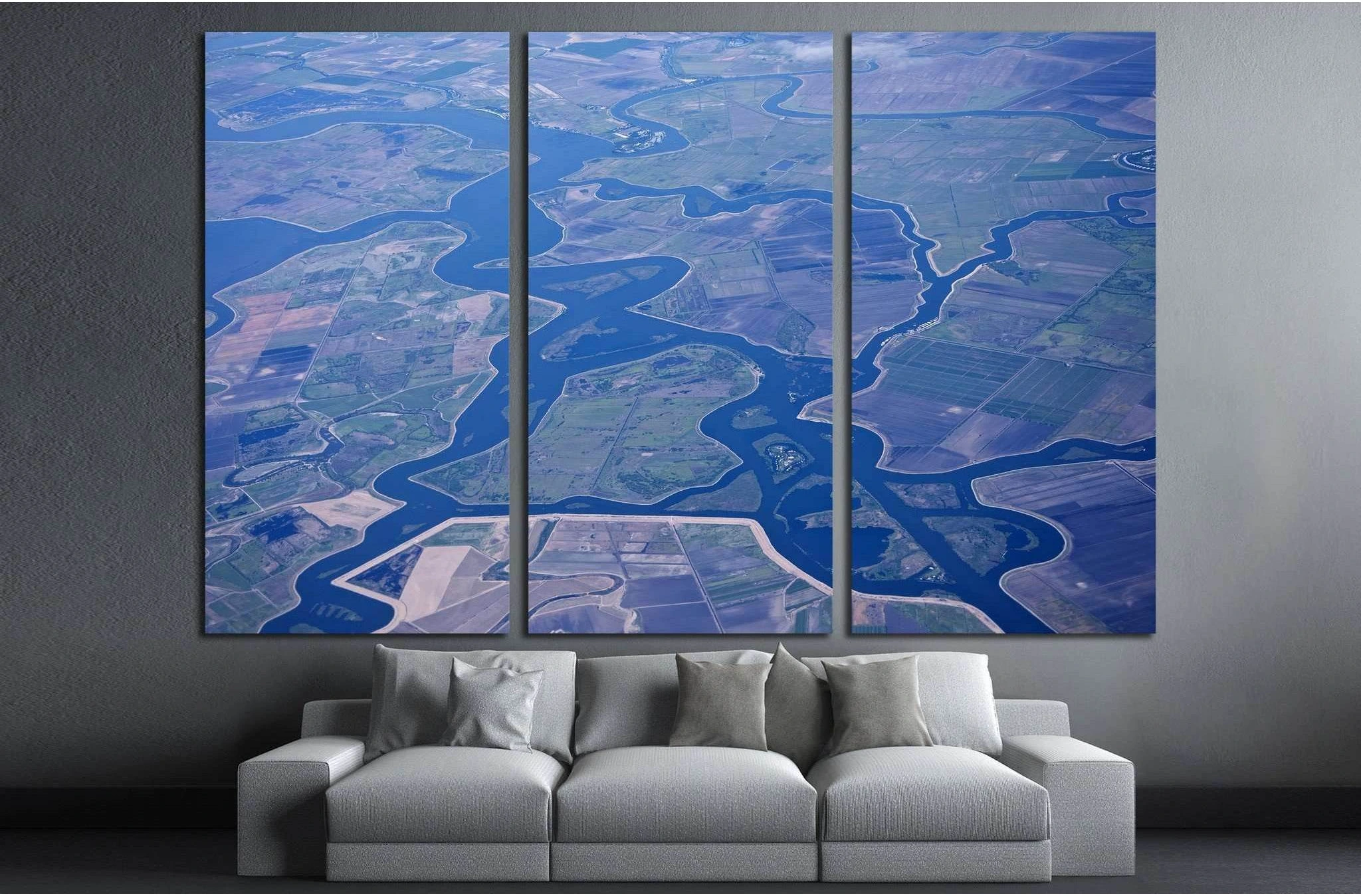 Aerial view of the Sacramento, San Joaquin River Delta, California, USA №1820 Ready to Hang Canvas Print - Zellart Canvas Prints ALL_Products, s-1820