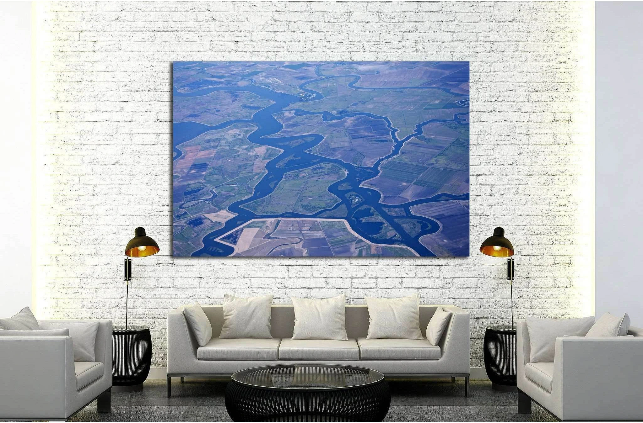 Aerial view of the Sacramento, San Joaquin River Delta, California, USA №1820 Ready to Hang Canvas Print - Zellart Canvas Prints ALL_Products, s-1820
