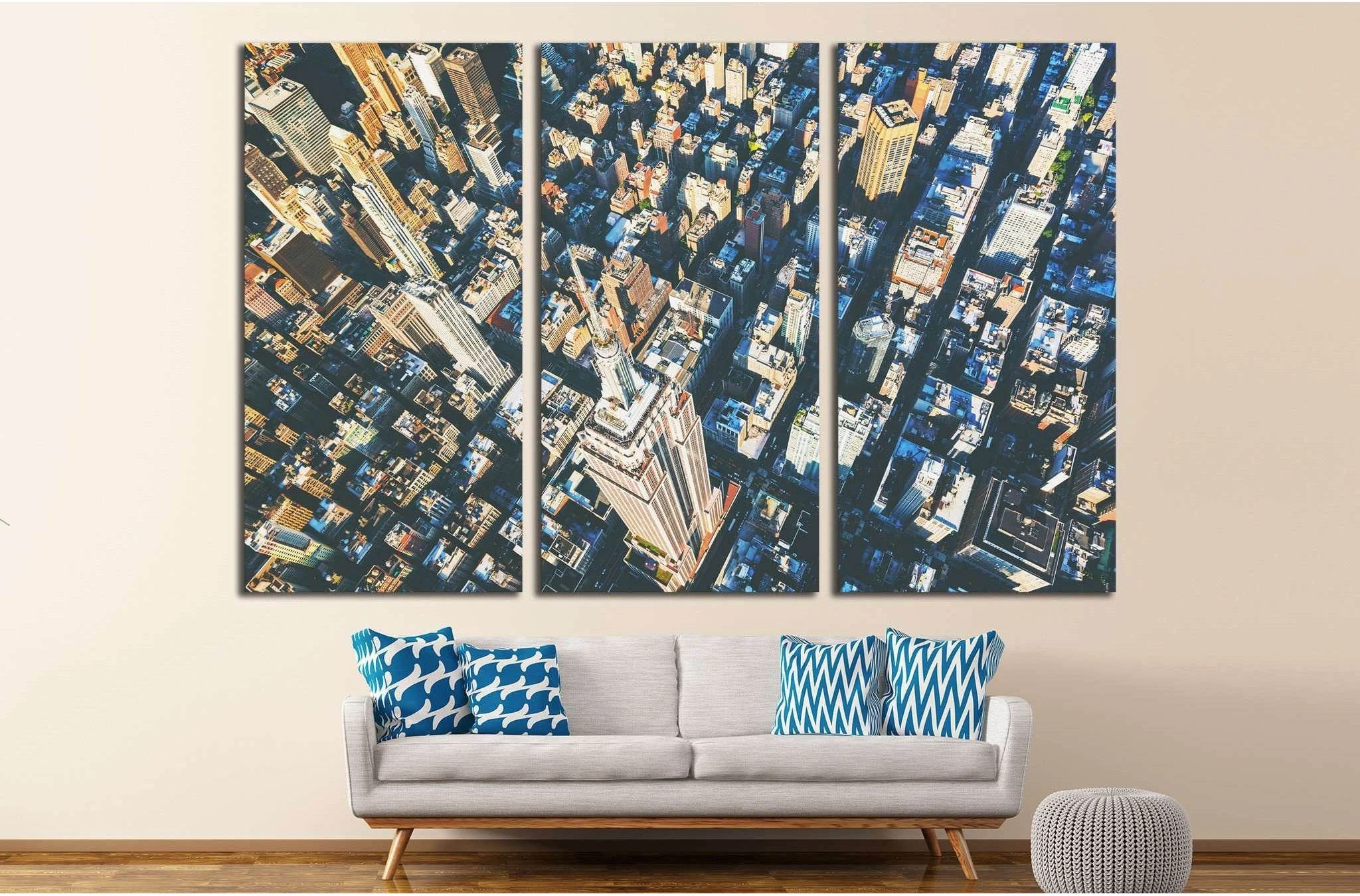 Aerial view of the skyscrapers of Midtown Manhattan New York City №2014 Ready to Hang Canvas Print - Zellart Canvas Prints 0_NY_ART, ALL_Products, s-2014