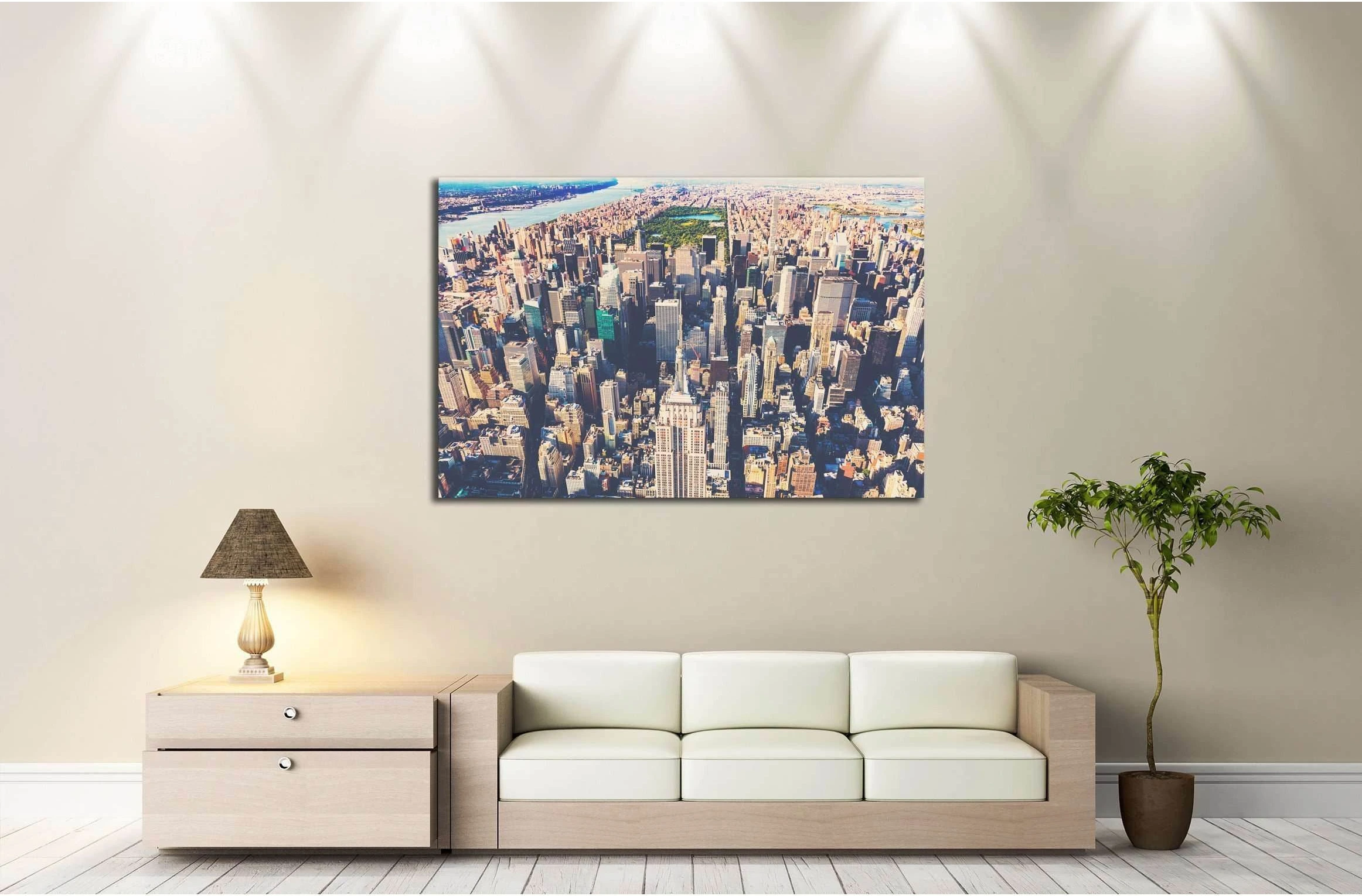 Aerial view of the skyscrapers of Midtown Manhattan New York City №2324 Ready to Hang Canvas Print - Zellart Canvas Prints 0_NY_ART, ALL_Products, s-2324