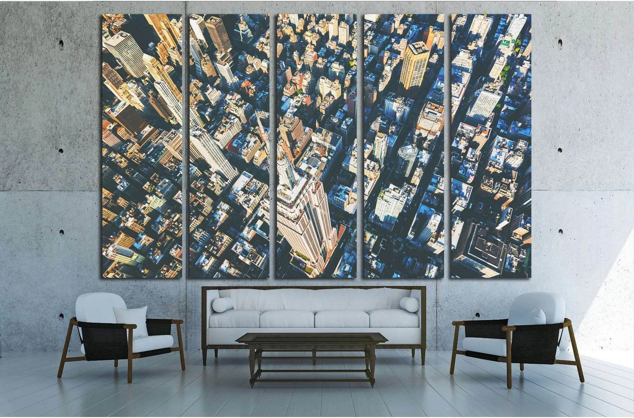 Aerial view of the skyscrapers of Midtown Manhattan New York City №2014 Ready to Hang Canvas Print - Zellart Canvas Prints 0_NY_ART, ALL_Products, s-2014