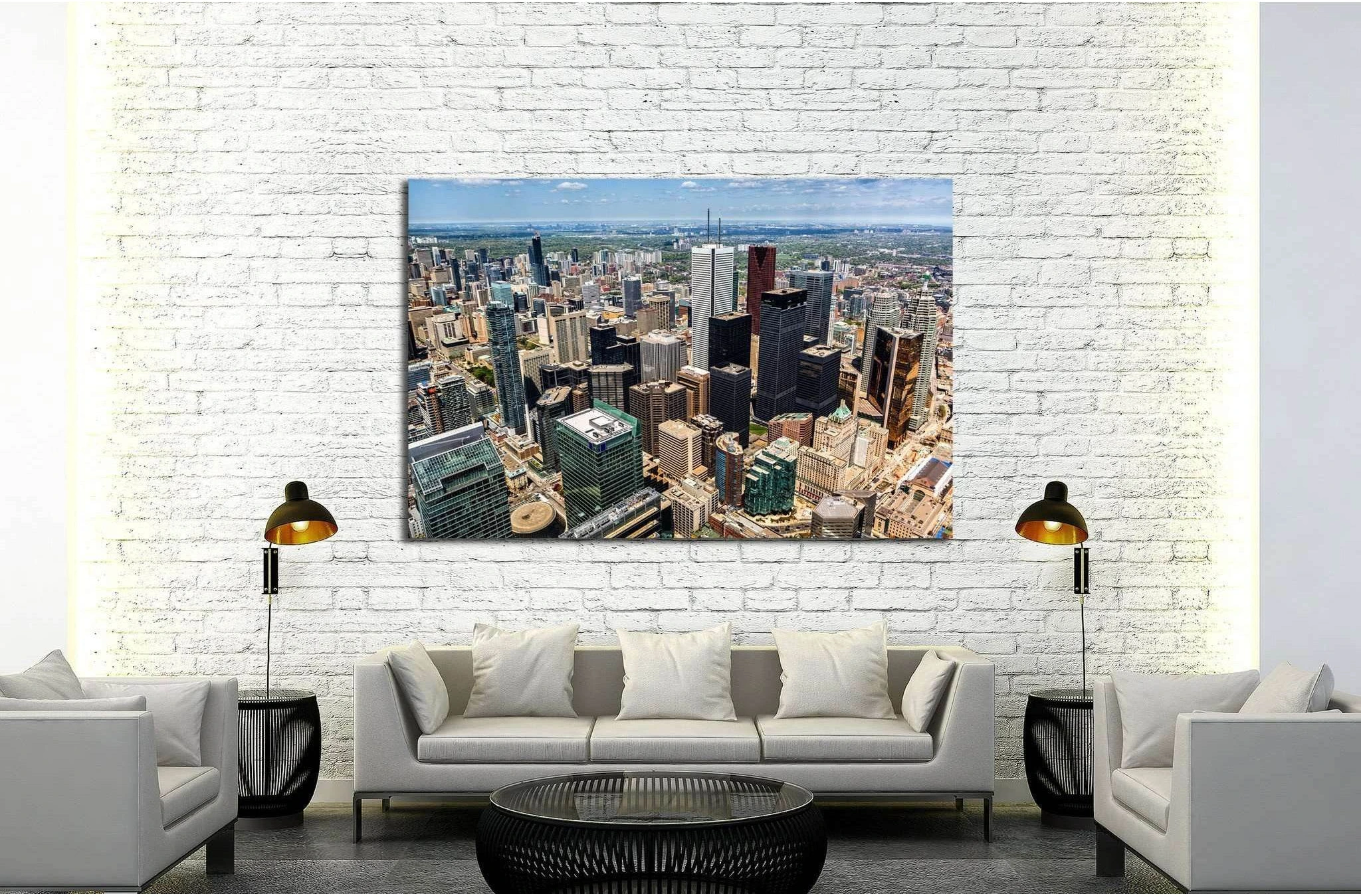 Aerial view of the Toronto skyline №2045 Ready to Hang Canvas Print - Zellart Canvas Prints ALL_Products, s-2045