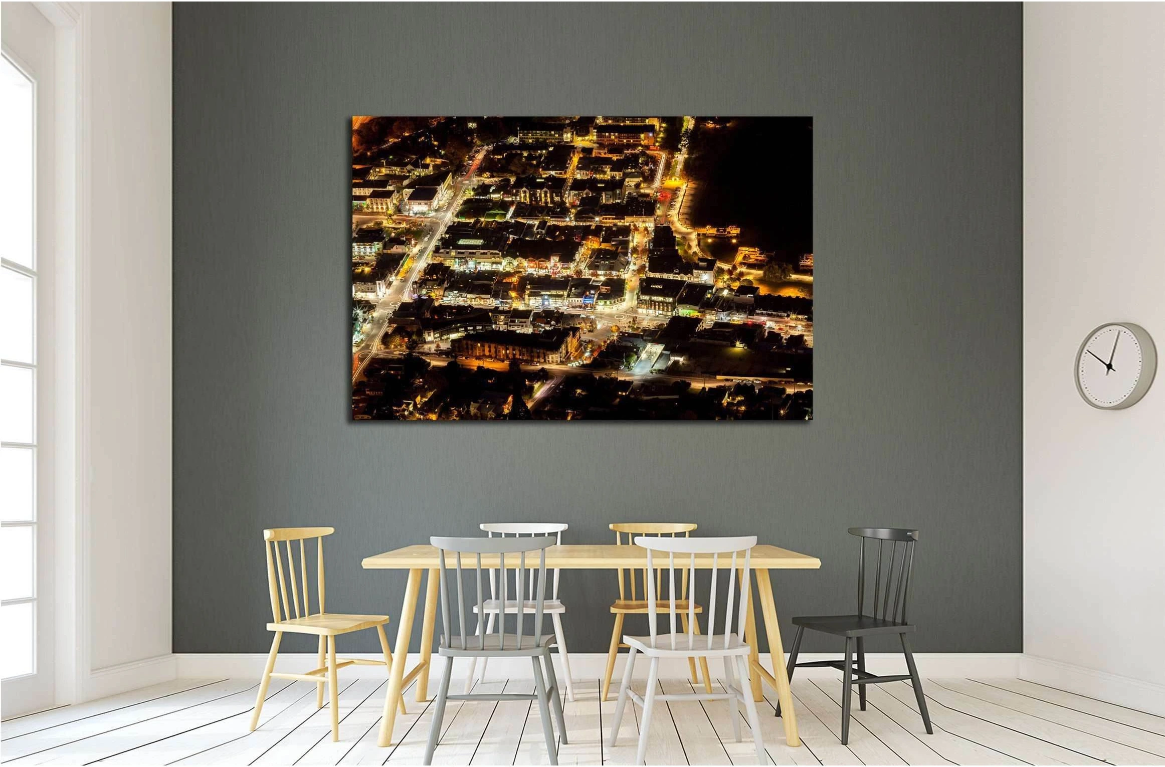 Aerial View of Transportation light trail of Queenstown, New Zealand №2255 Ready to Hang Canvas Print - Zellart Canvas Prints ALL_Products, s-2255