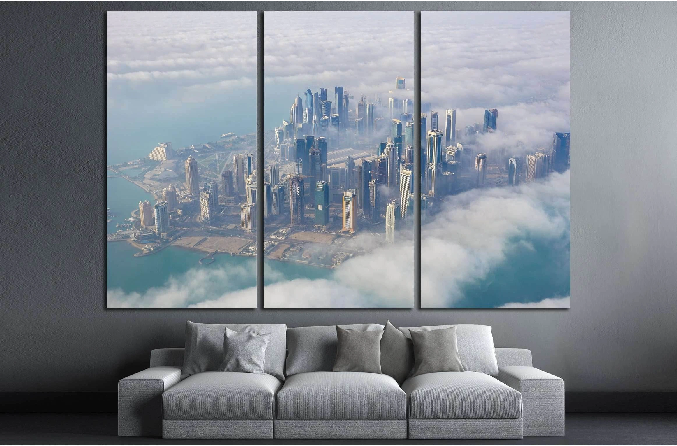 Aerial view on Doha - capital city of Qatar №2730 Ready to Hang Canvas Print - Zellart Canvas Prints ALL_Products, s-2730