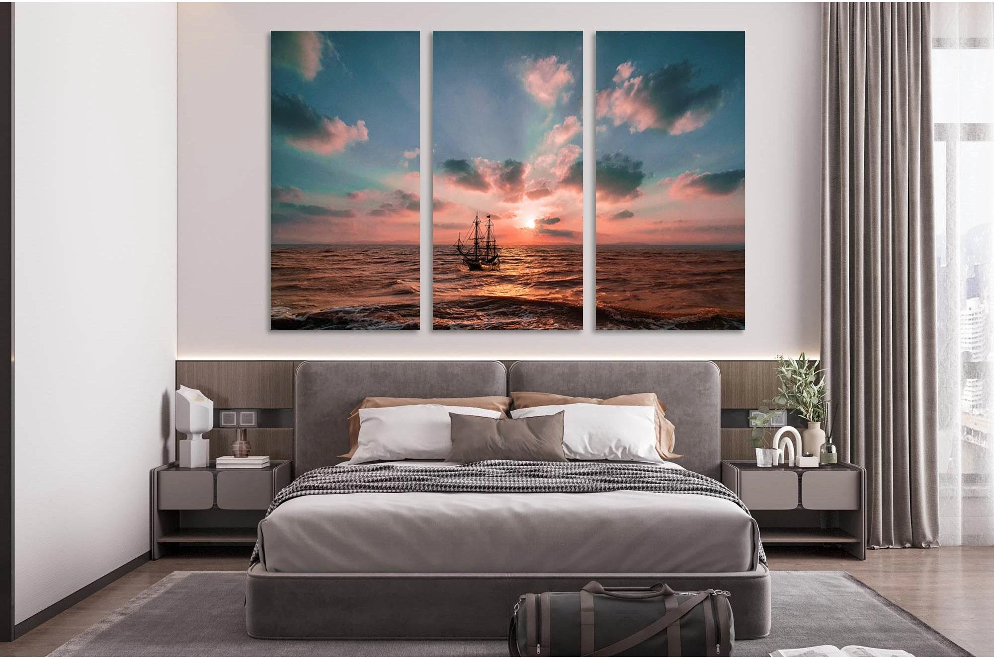 Aesthetic sea №D1213 Ready to Hang Canvas Print - Zellart Canvas Prints 0new, ALL_Products, Contemporary Wall Art, Sunrise & sunset wall art