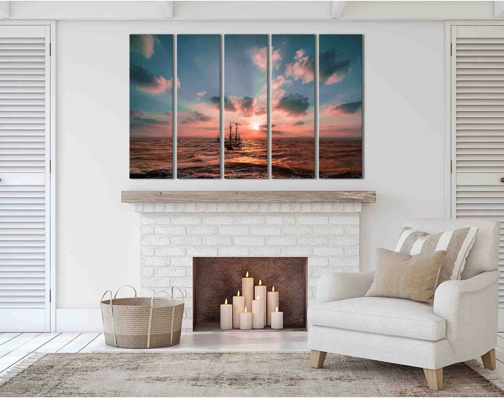 Aesthetic sea №D1213 Ready to Hang Canvas Print - Zellart Canvas Prints 0new, ALL_Products, Contemporary Wall Art, Sunrise & sunset wall art