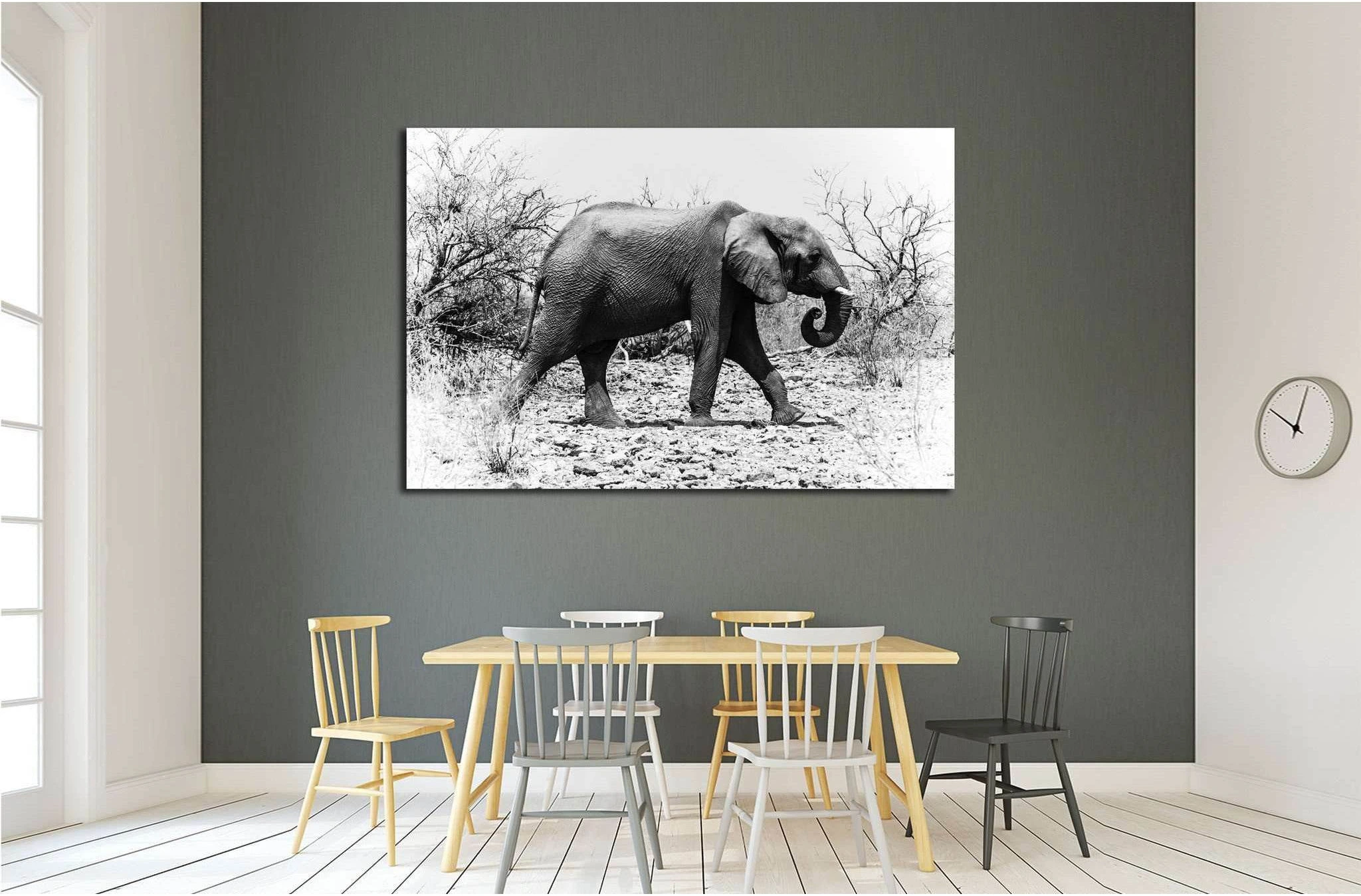 African elephant walks in the bush (Chobe National Park, Botswana) №1846 Ready to Hang Canvas Print - Zellart Canvas Prints ALL_Products, Elephant, s-1846