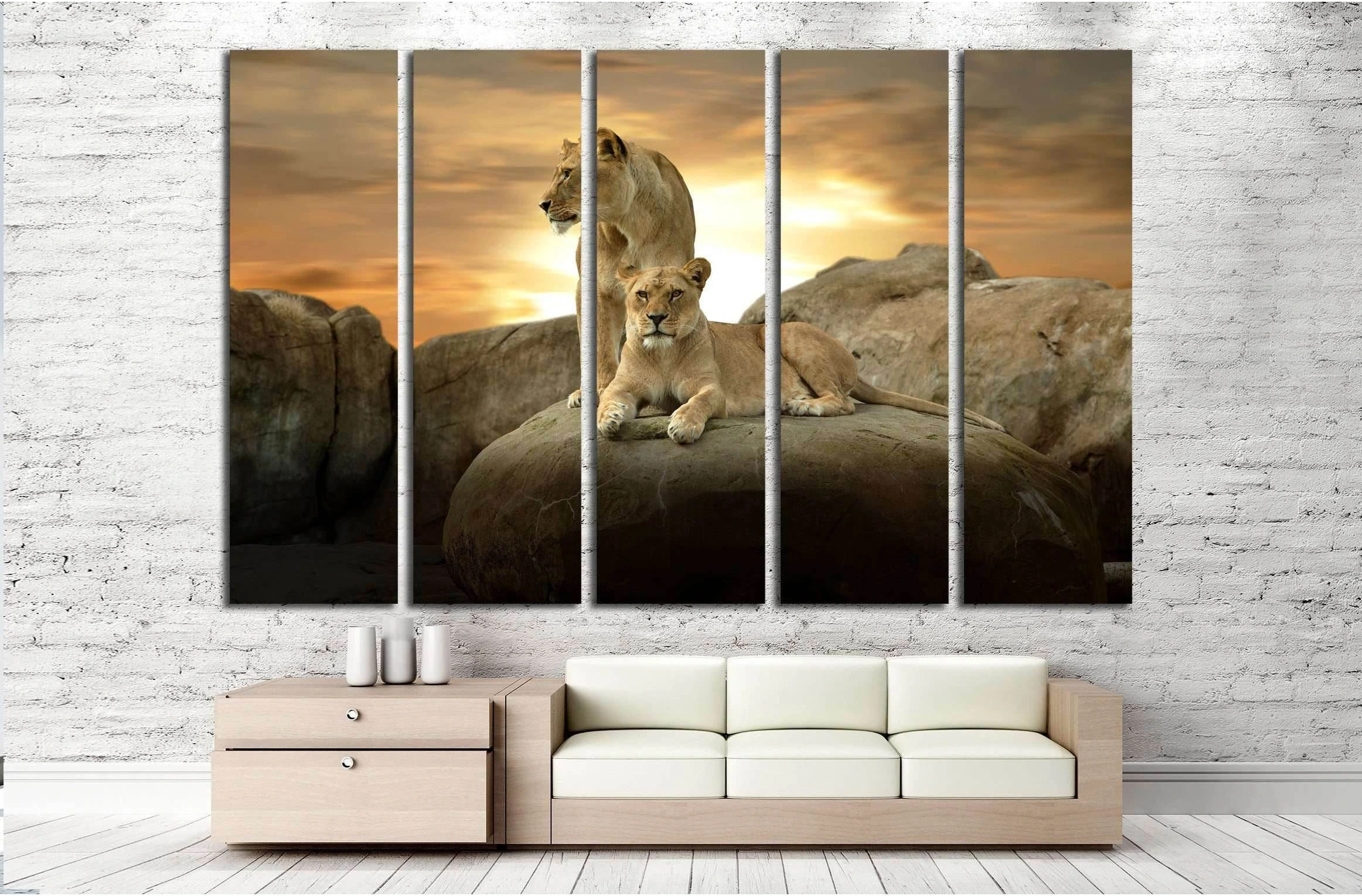 African Lion №2351 Ready to Hang Canvas Print - Zellart Canvas Prints ALL_Products, Lion, s-2351