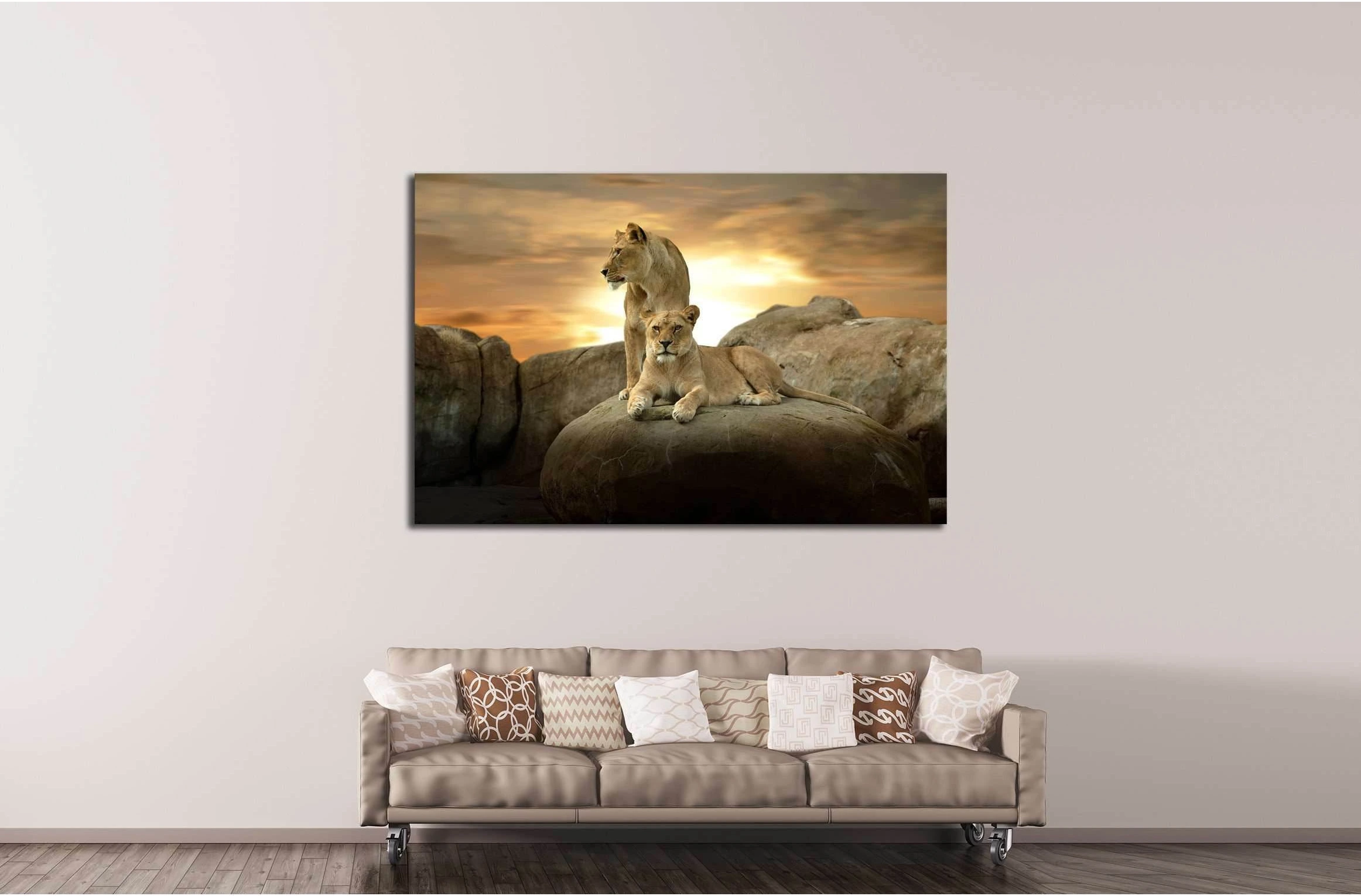 African Lion №2351 Ready to Hang Canvas Print - Zellart Canvas Prints ALL_Products, Lion, s-2351